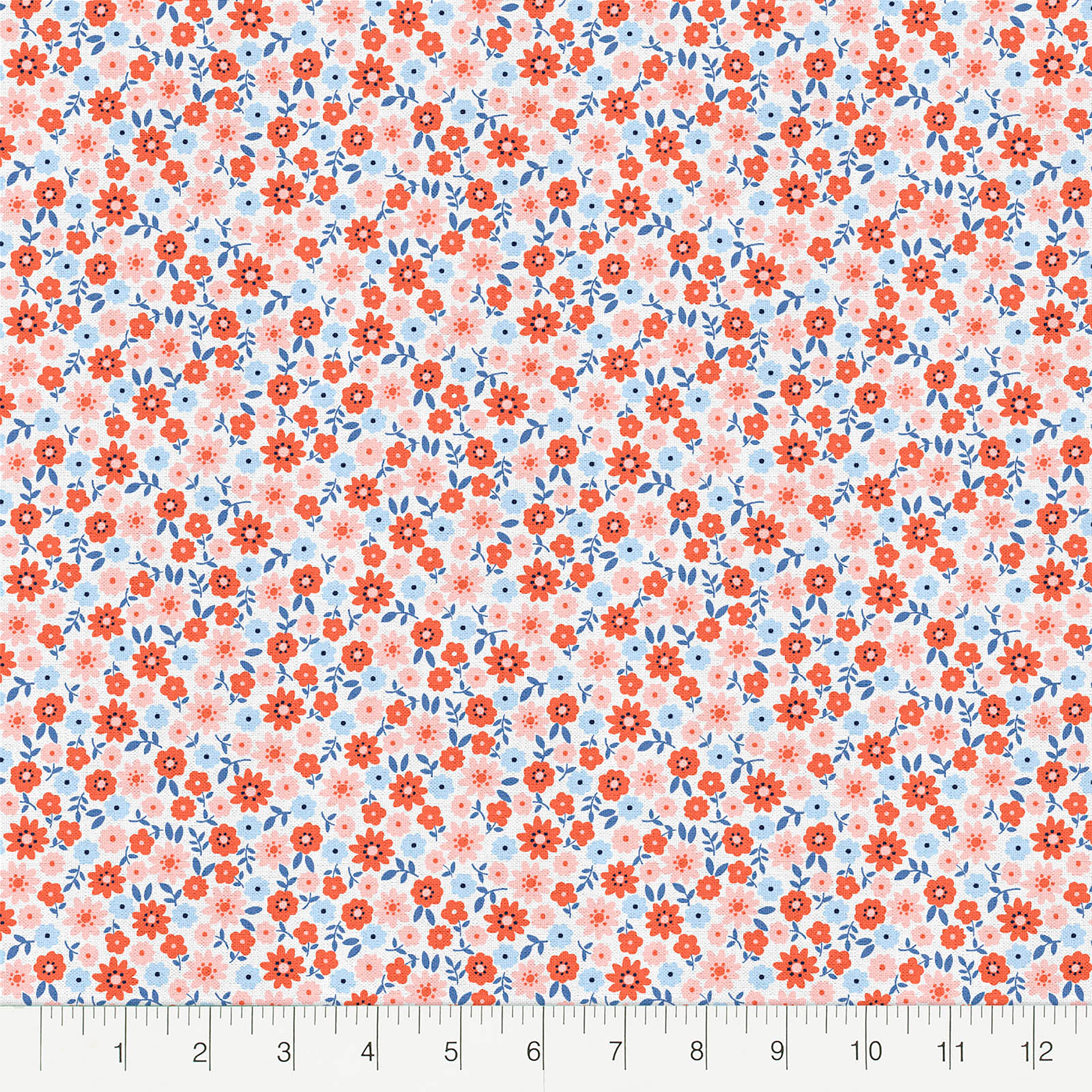 Fabric Editions White Carolina Floral Buds Cotton Fabric