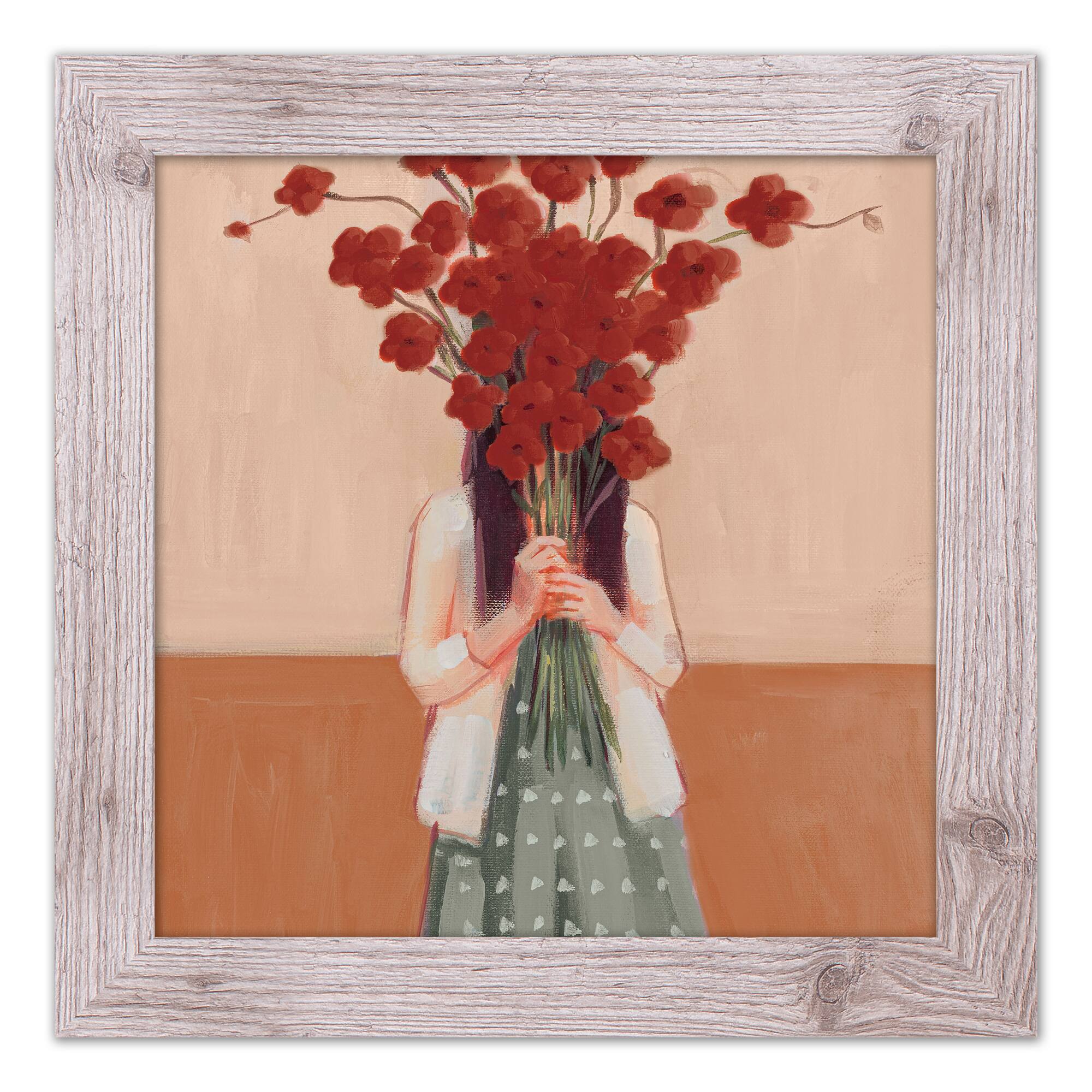 Framed Western Red Floral Woman Print