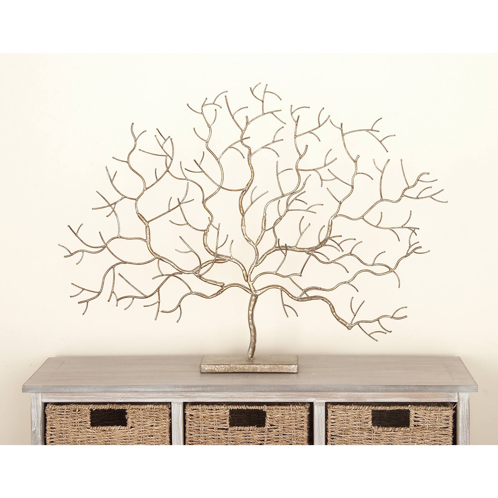32" Silver Metal Tree Sculpture