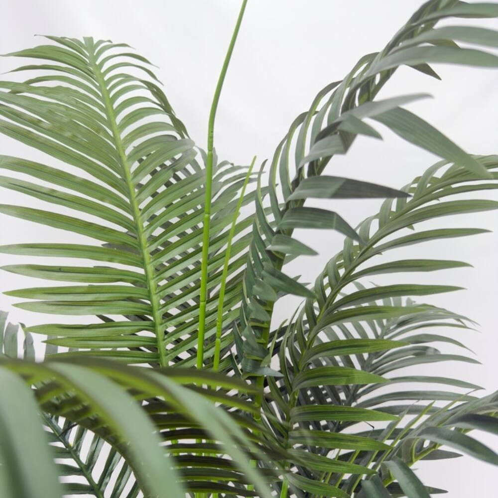 House of Silk Flowers 49" Green Faux Areca Palm in Natural Hyacinth Basket
