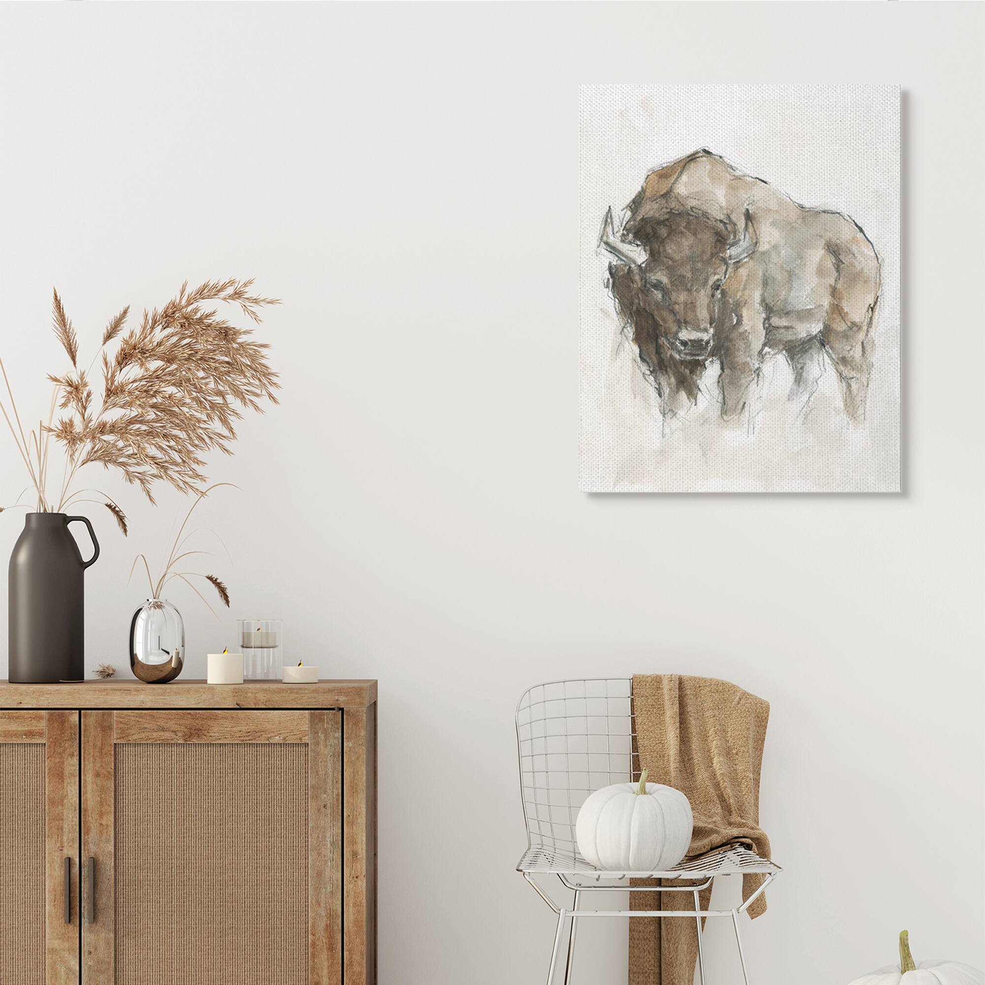 Stupell Industries Western American Buffalo Brown Country Animal Canvas Wall Art