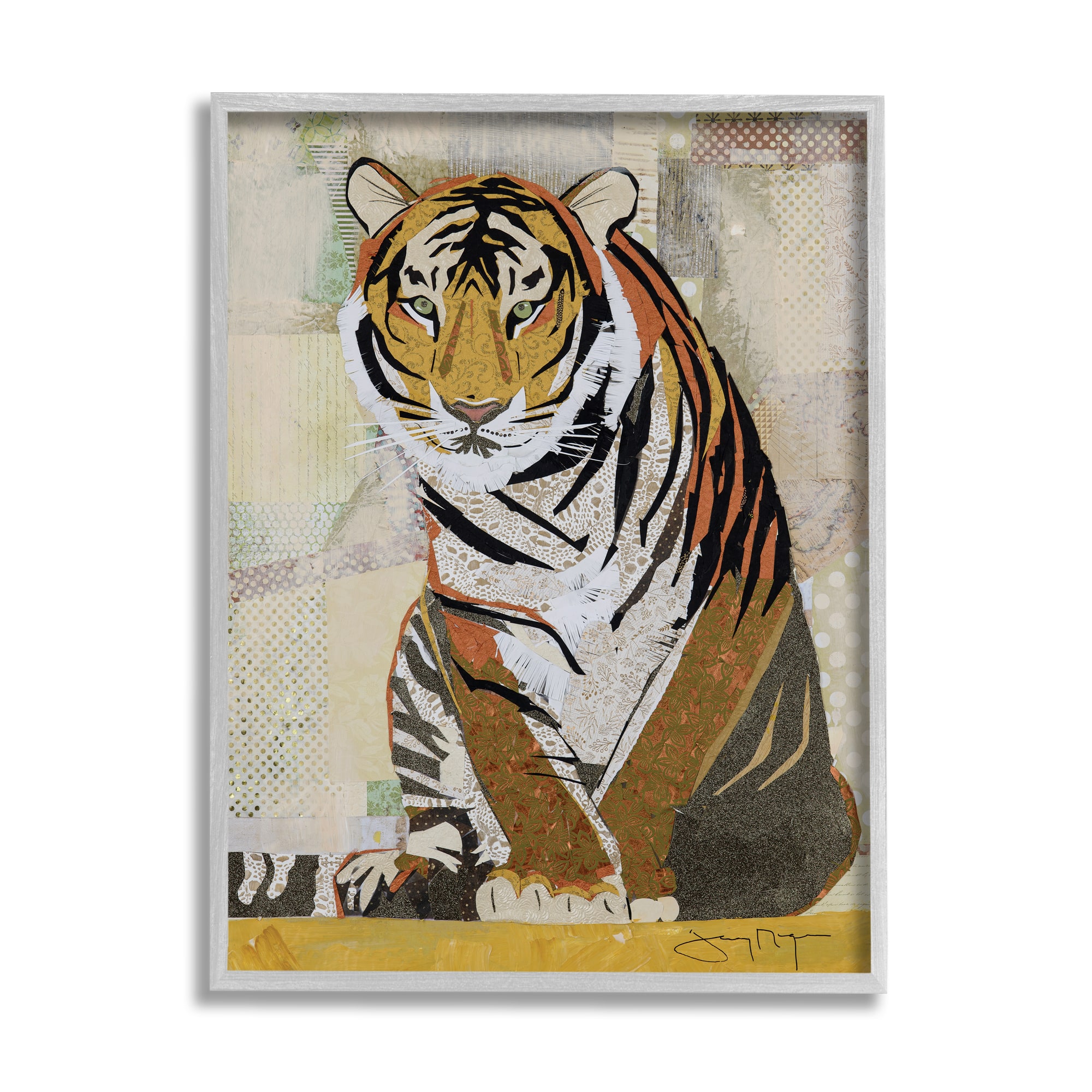 Stupell Industries Resting Jungle Tiger over Abstract Patterns in Frame Wall Art