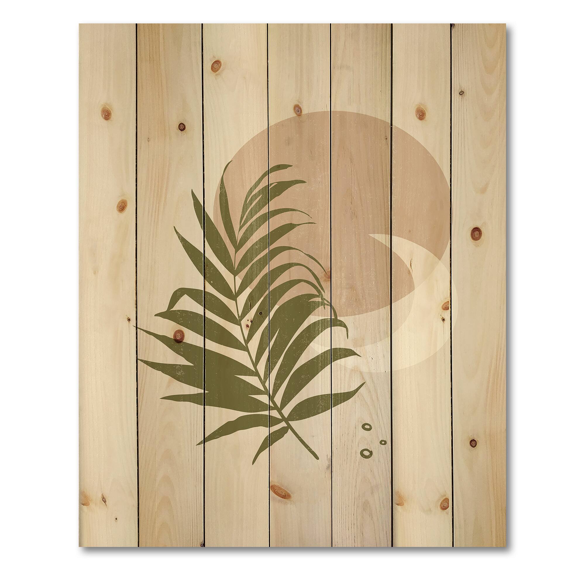 Designart - Abstract Sun and Moon With Green Leaf II