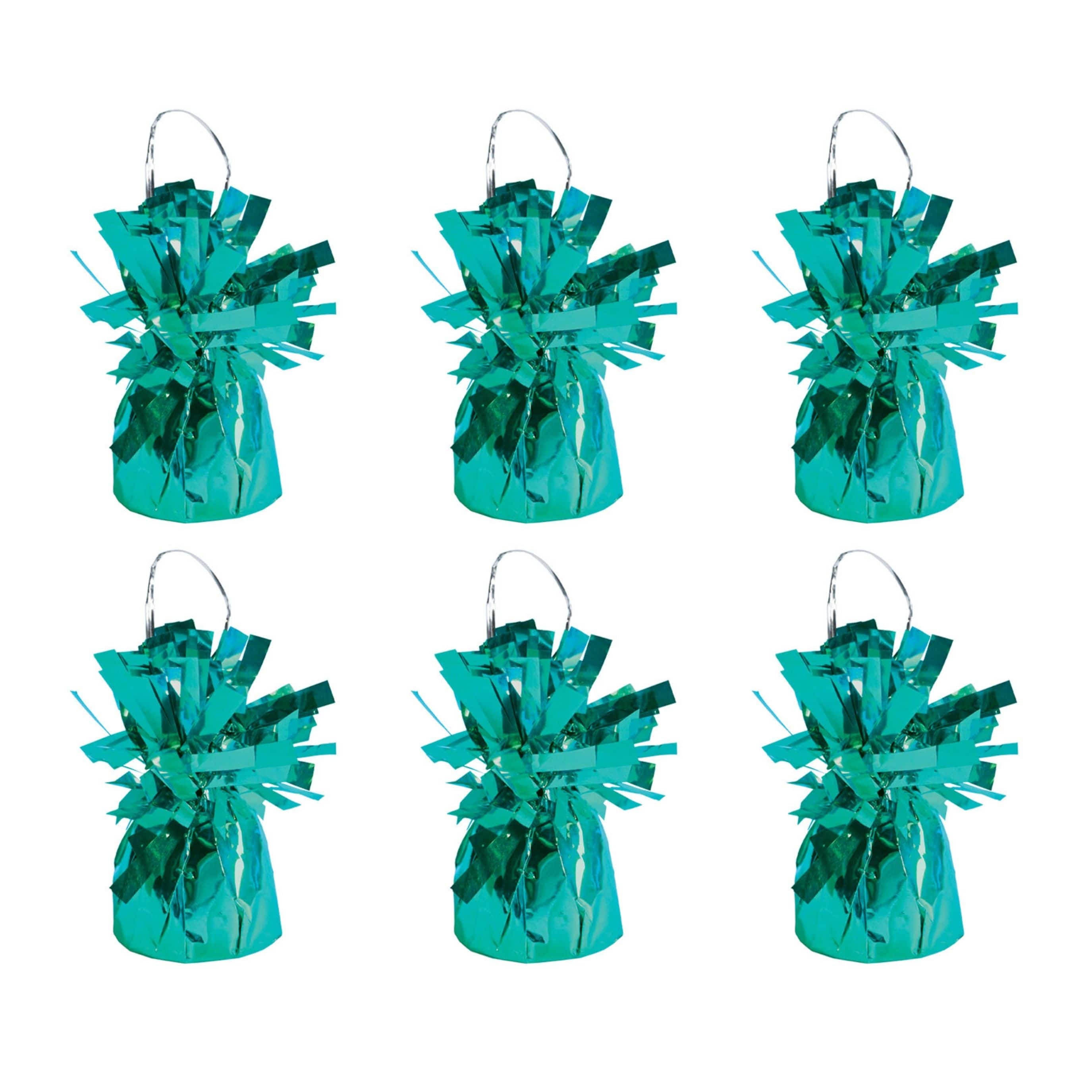 Beistle 6oz. Turquoise Metallic Wrapped Balloon Weights, 6ct.