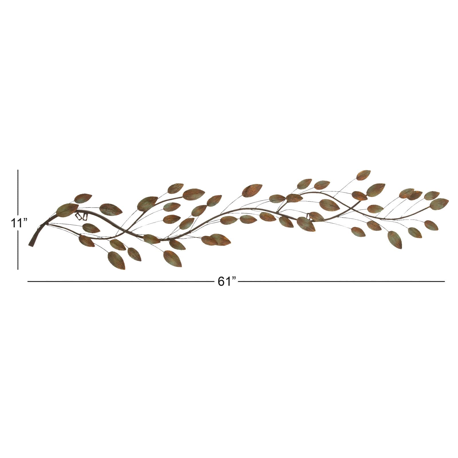 Traditional Brown Leaf & Vine Metal Wall Accent