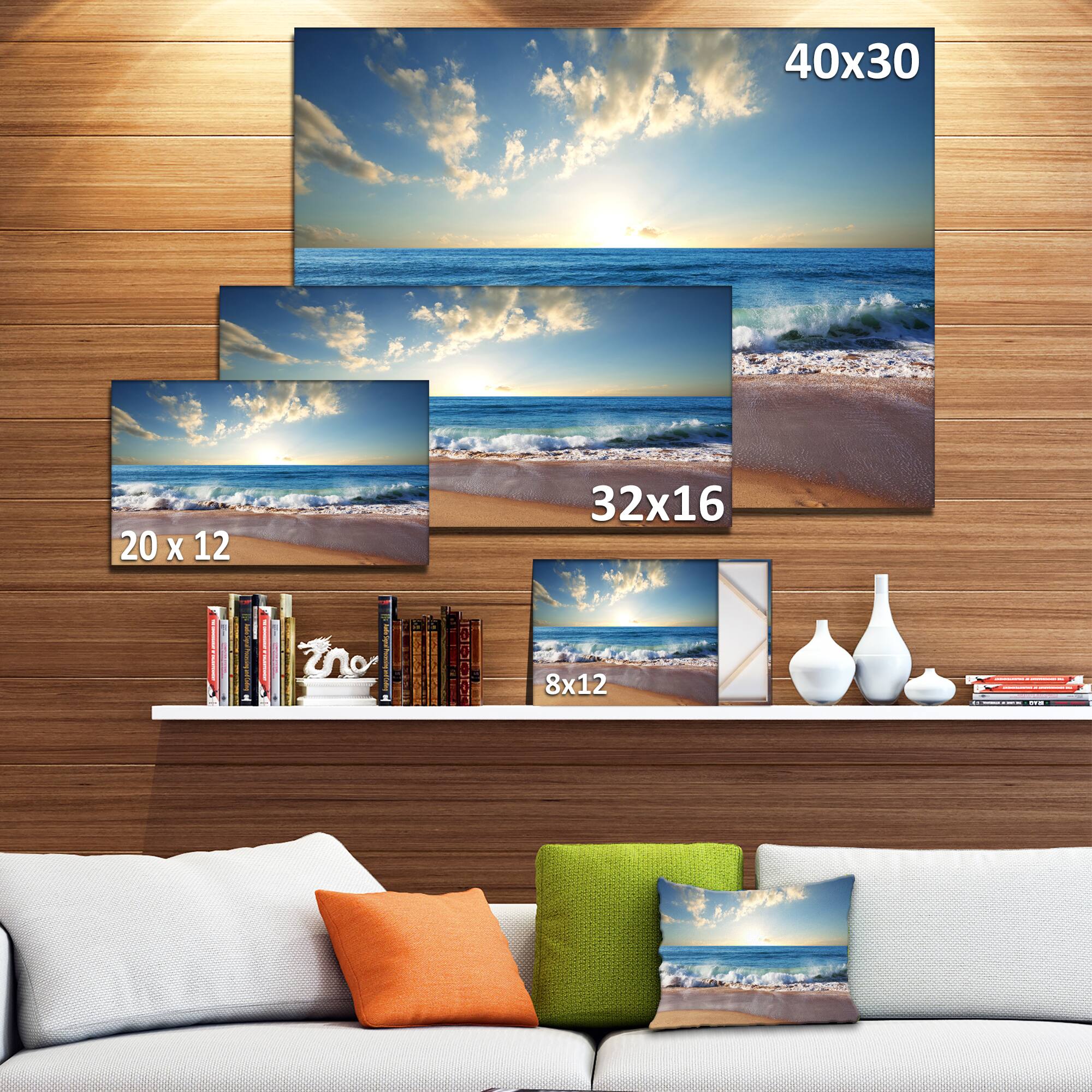 Designart - Sea Sunset - Seascape Photography Canvas Art Print
