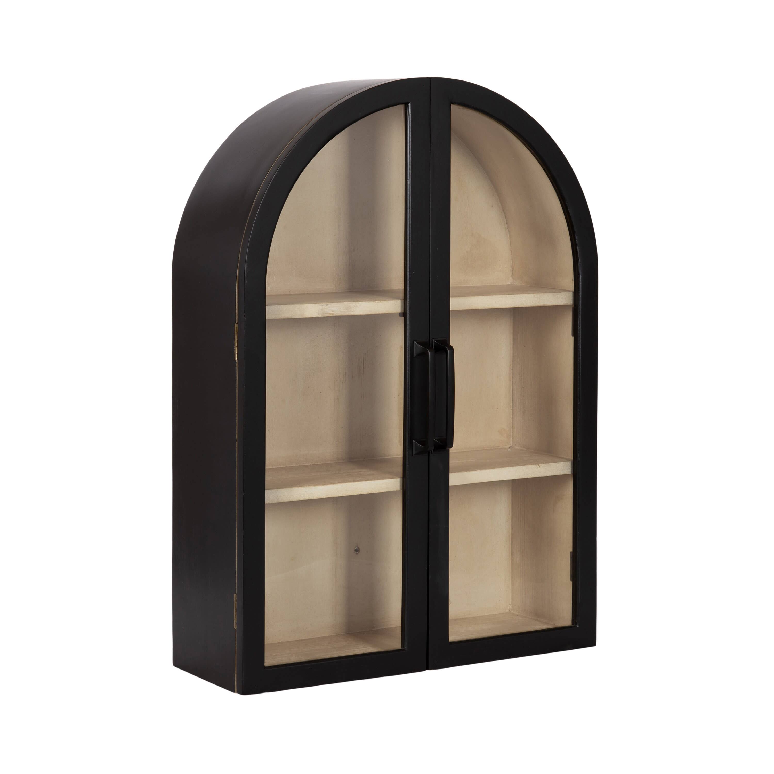 Kate and Laurel Arcott Arch Three Shelf Wall Cabinet