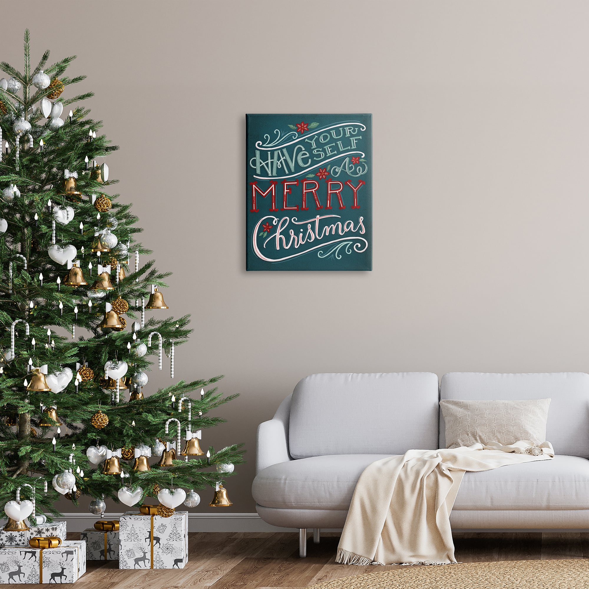 Stupell Industries Have Yourself Merry Christmas Phrase Canvas Wall Art