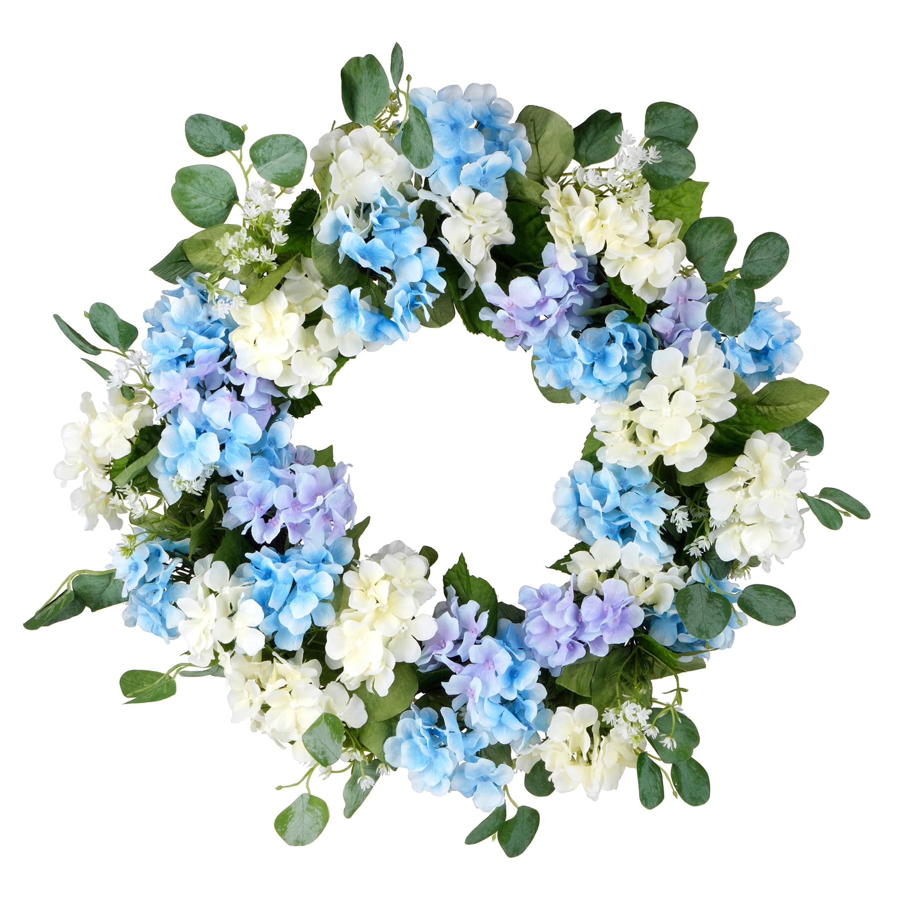 22" Blue & Cream Hydrangea Mix Wreath by Ashland®