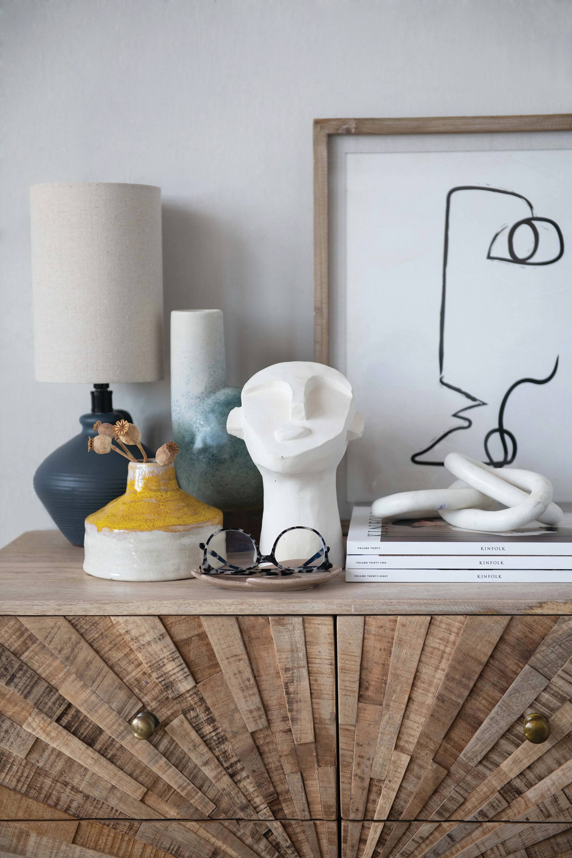 Hello Honey® 9" White Cement Face Sculpture