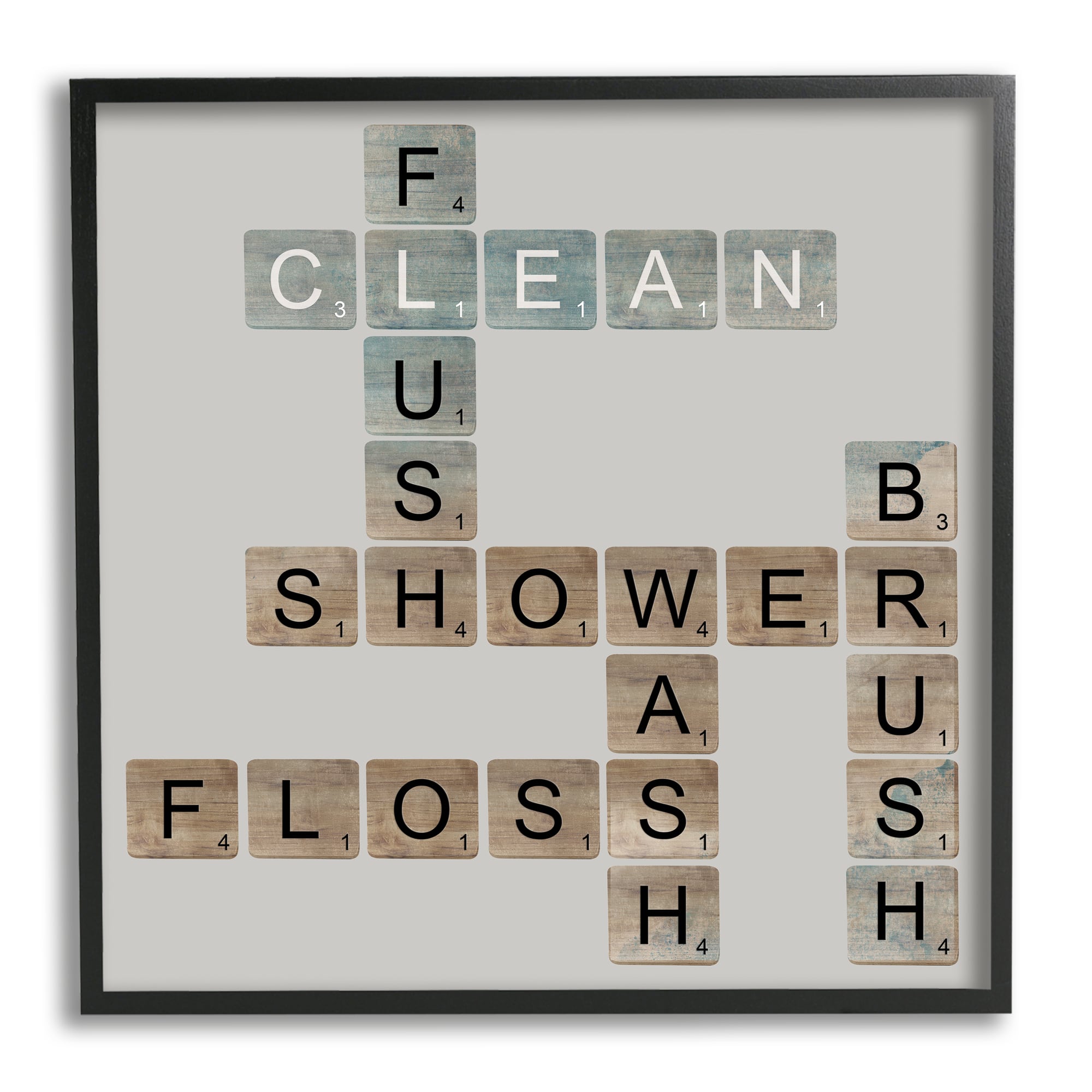 Stupell Industries Scrabble Bathroom Illustration in Frame Wall Art