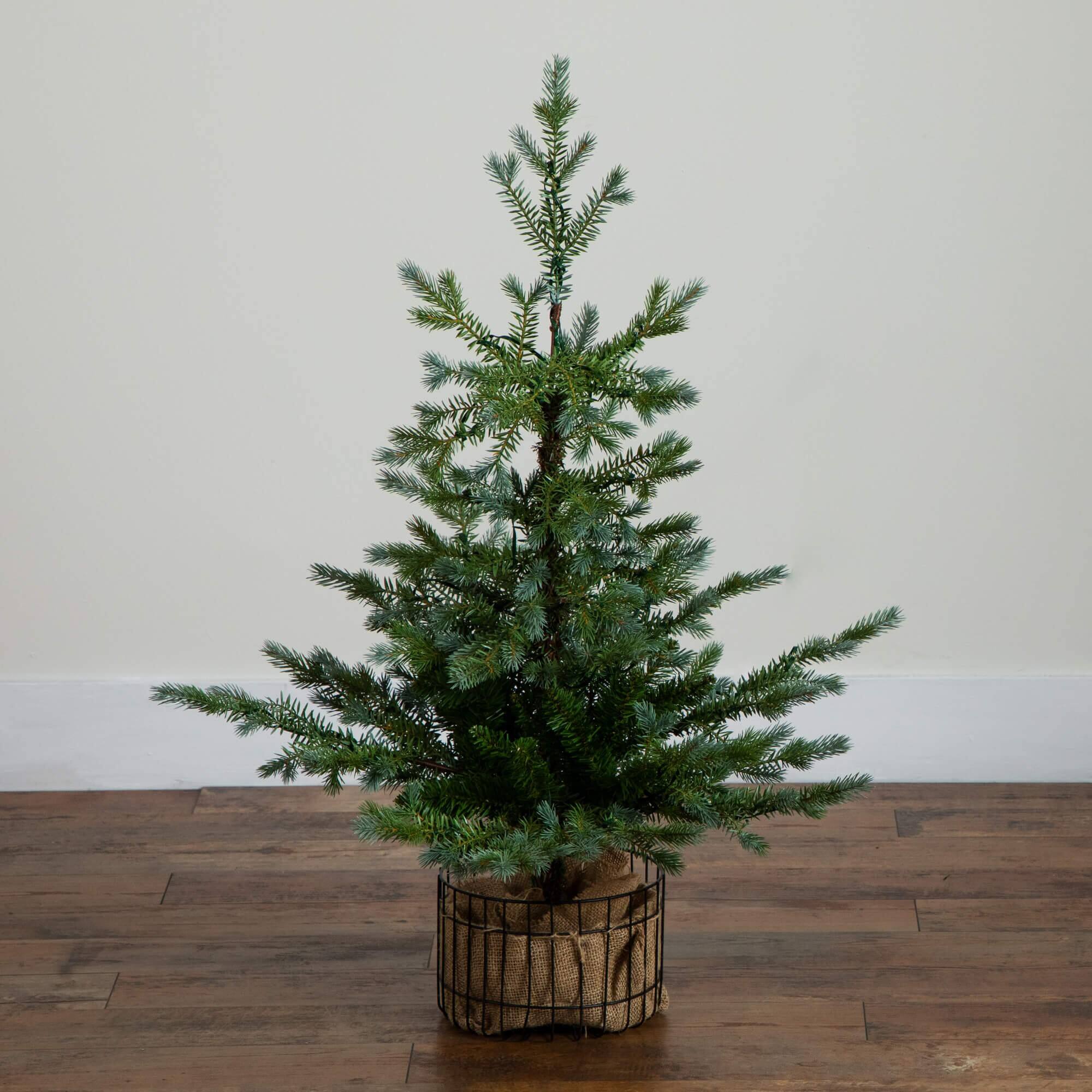 3ft. Pre-Lit Artificial Christmas Tree in Jute Wire Planter with 30 Warm White LED Lights