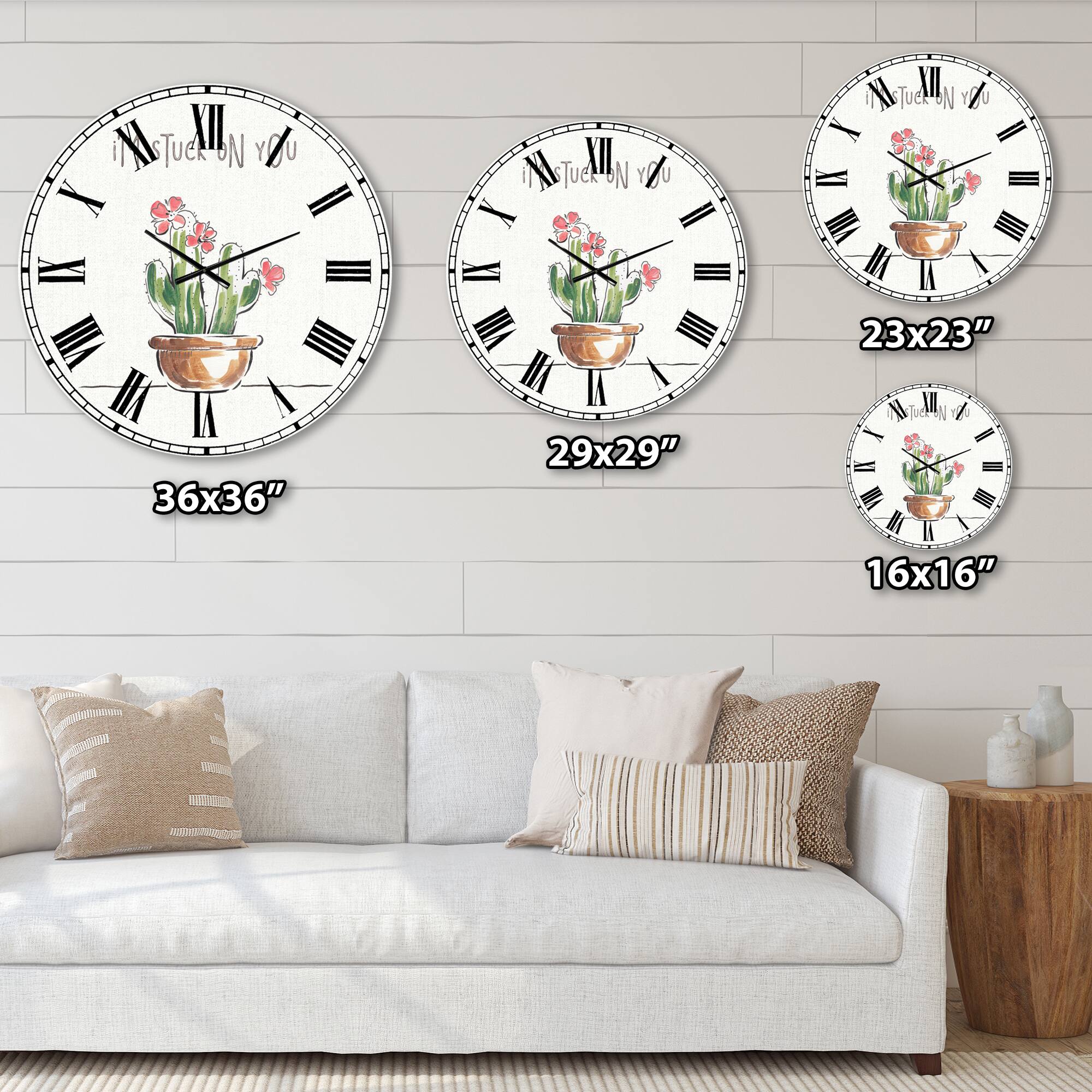 Designart 'Desert Botanical Bloom Ii Farmhouse Wall Clock