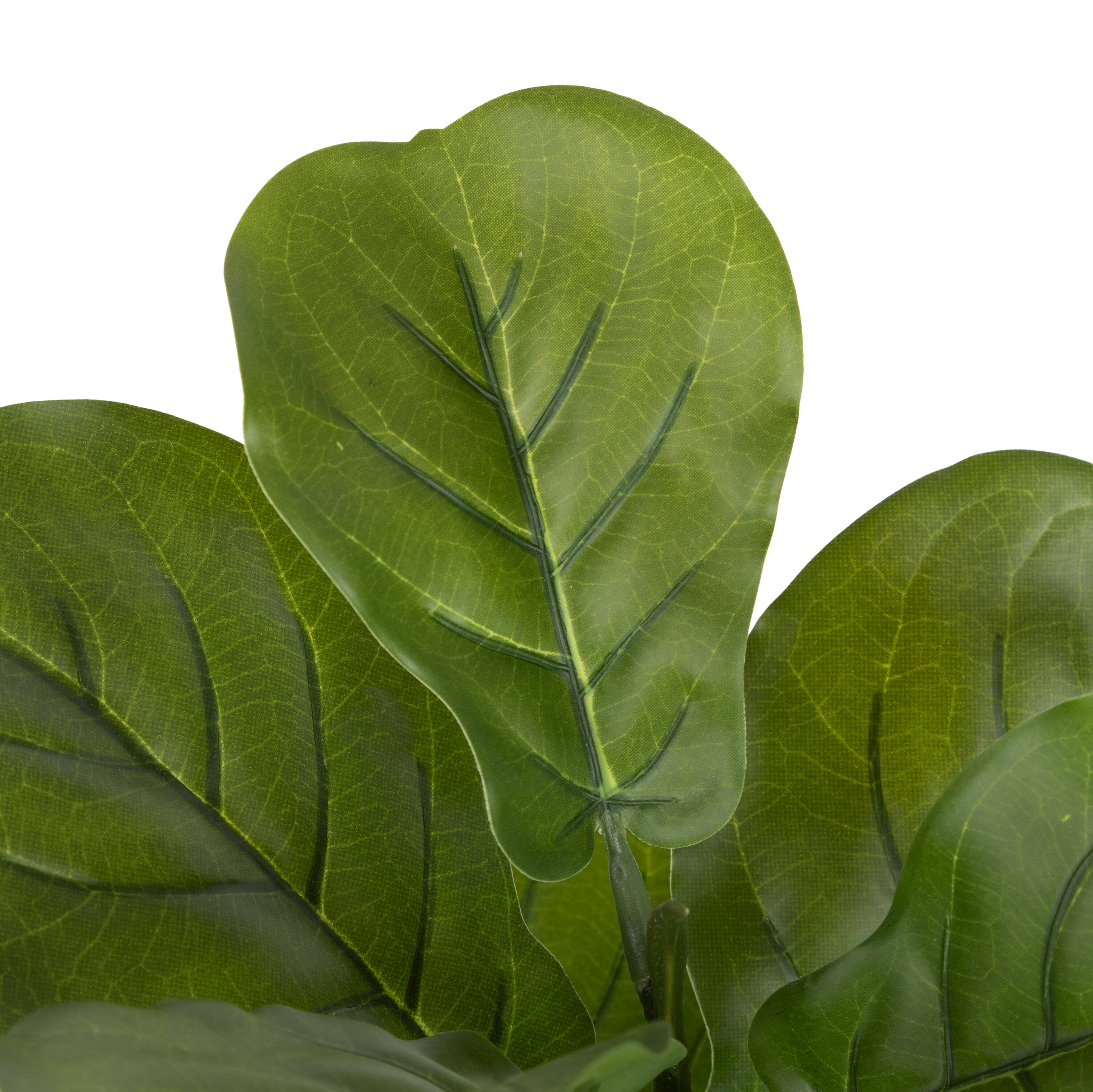 Kate and Laurel Fidmont 6ft. Faux Fiddle Fig Tree in Gavri Wood Footed Planter