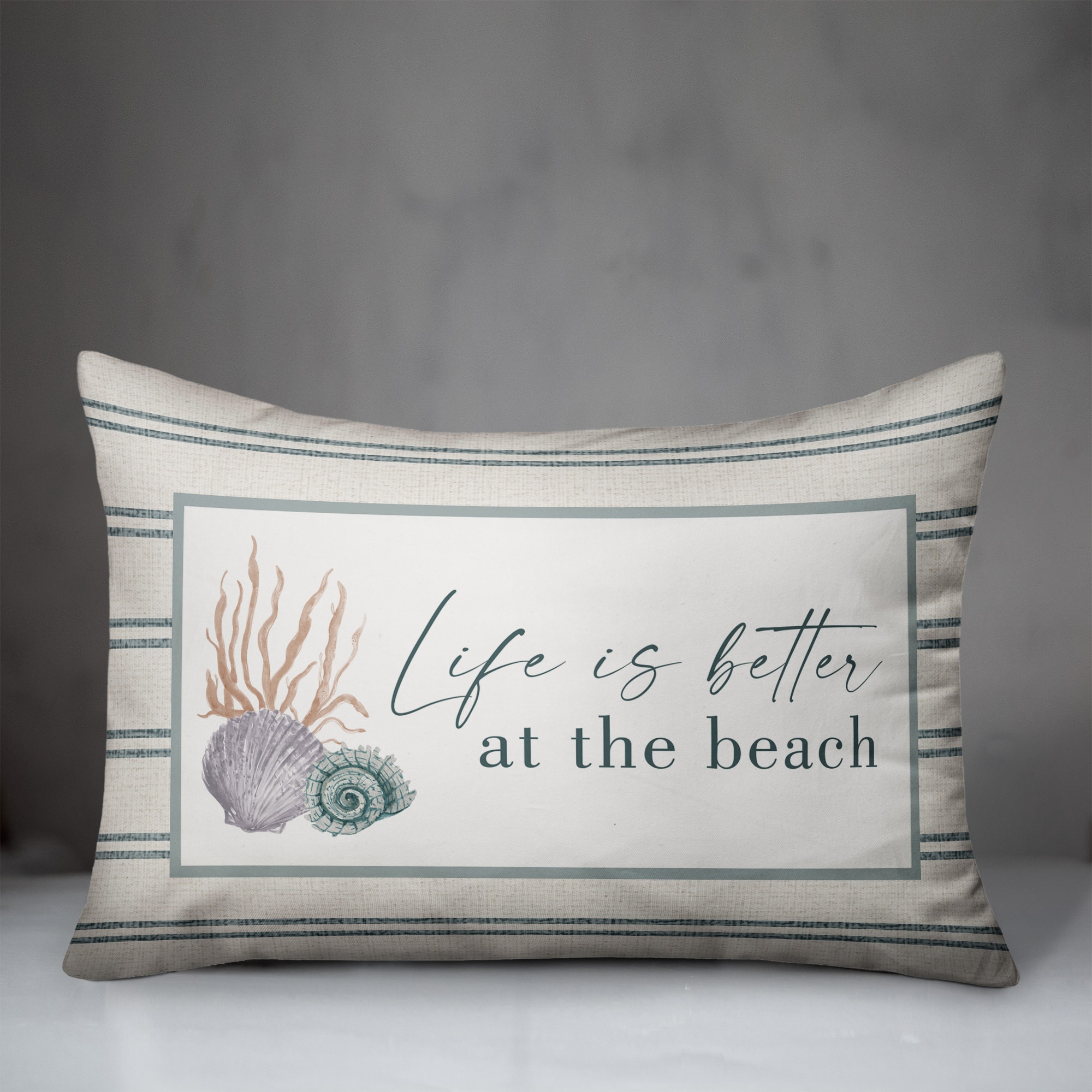 Life Is Better At The Beach Scallop & Snail Shell Throw Pillow