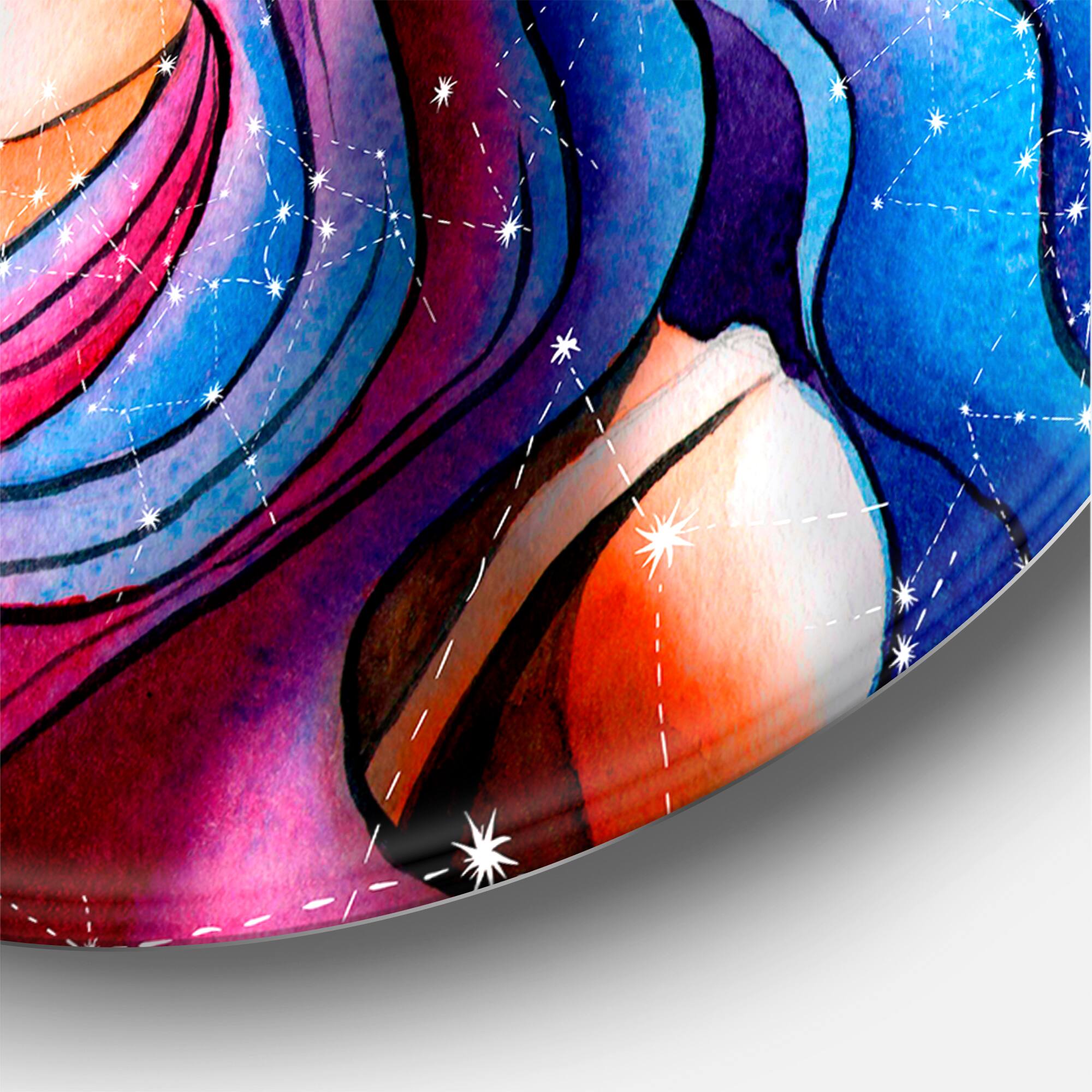 Designart - The Girl With The Glowing Hair - Modern Metal Circle Wall Art