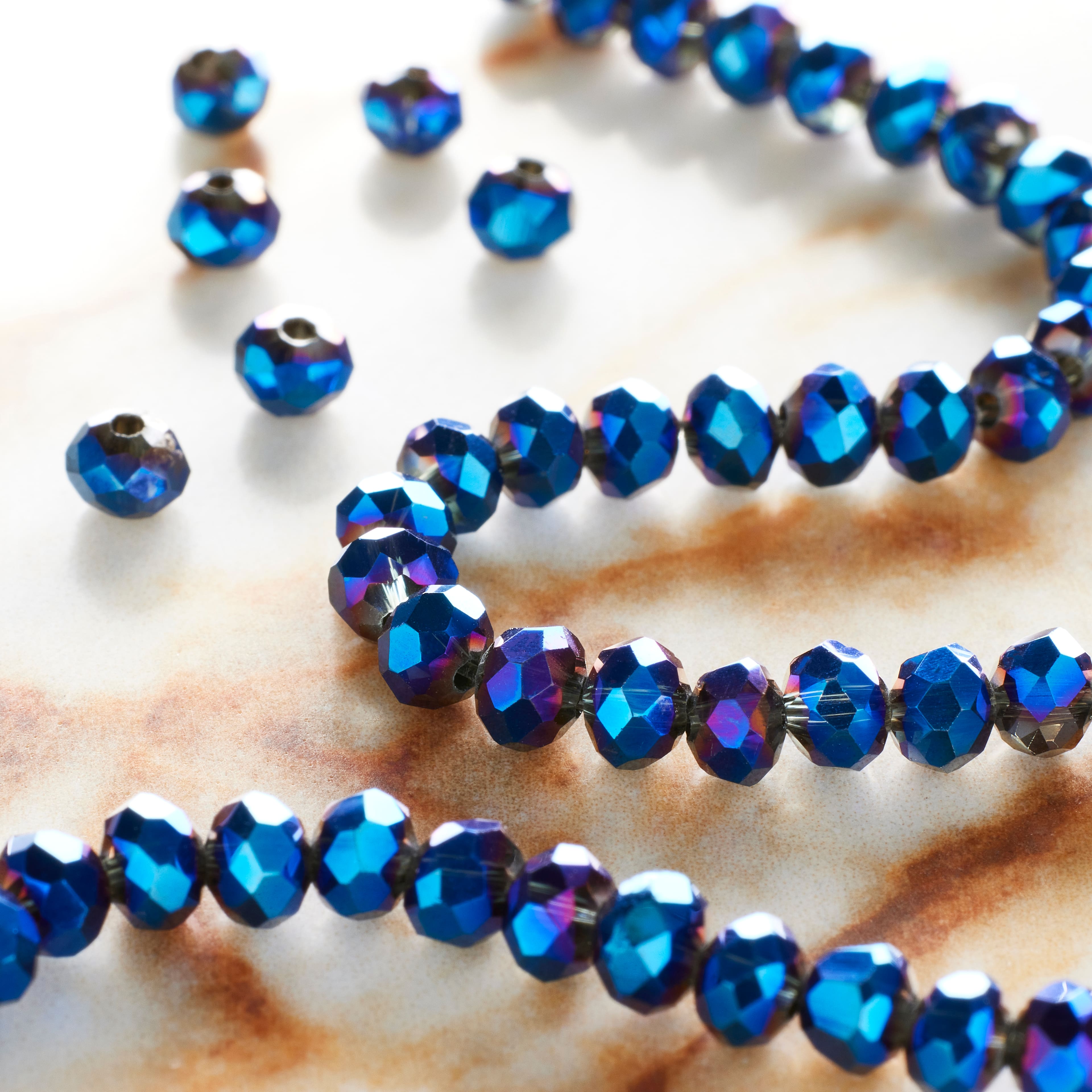 12 Pack: Sapphire Faceted Glass Rondelle Beads, 4mm by Bead Landing™