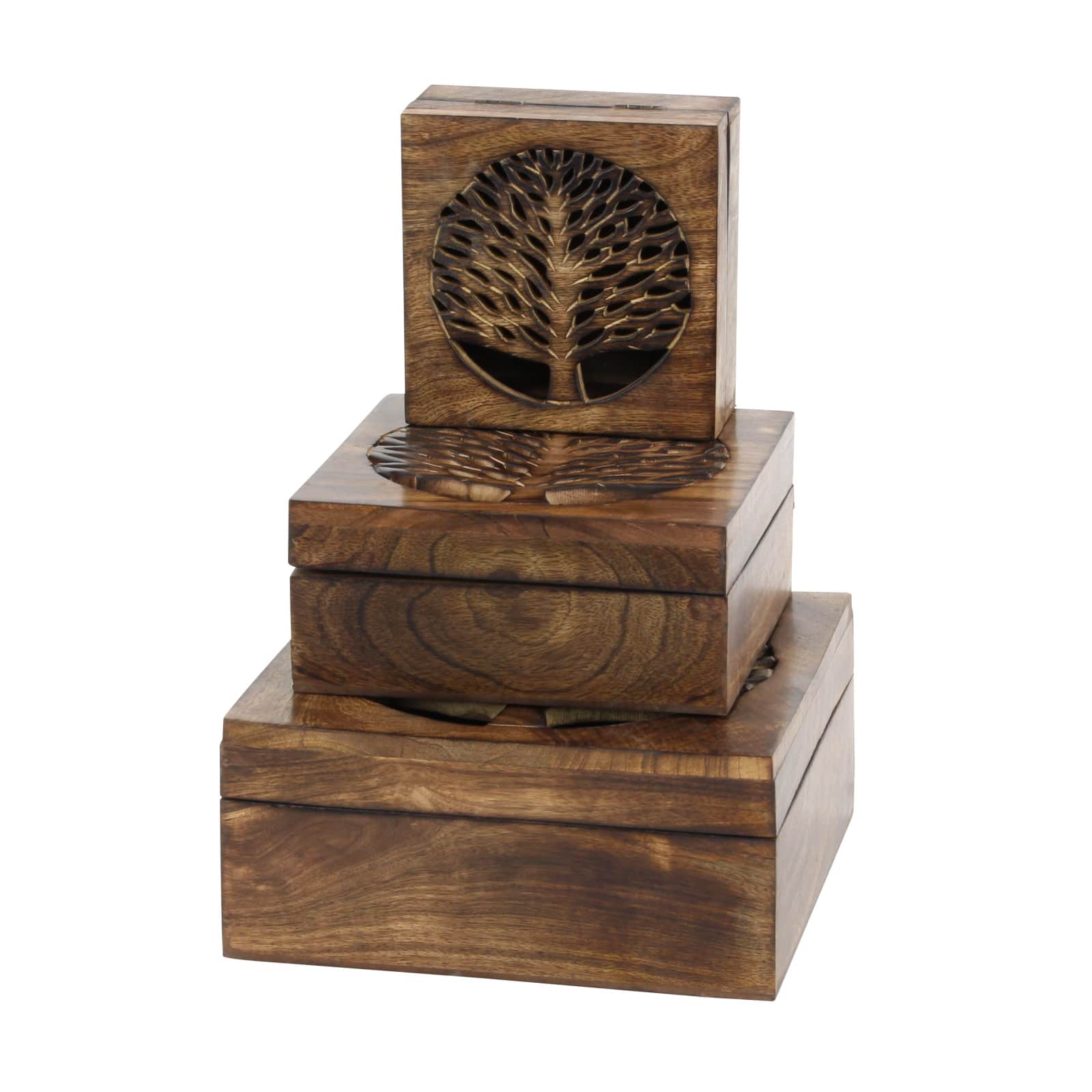Brown Mango Wood Natural Box Set