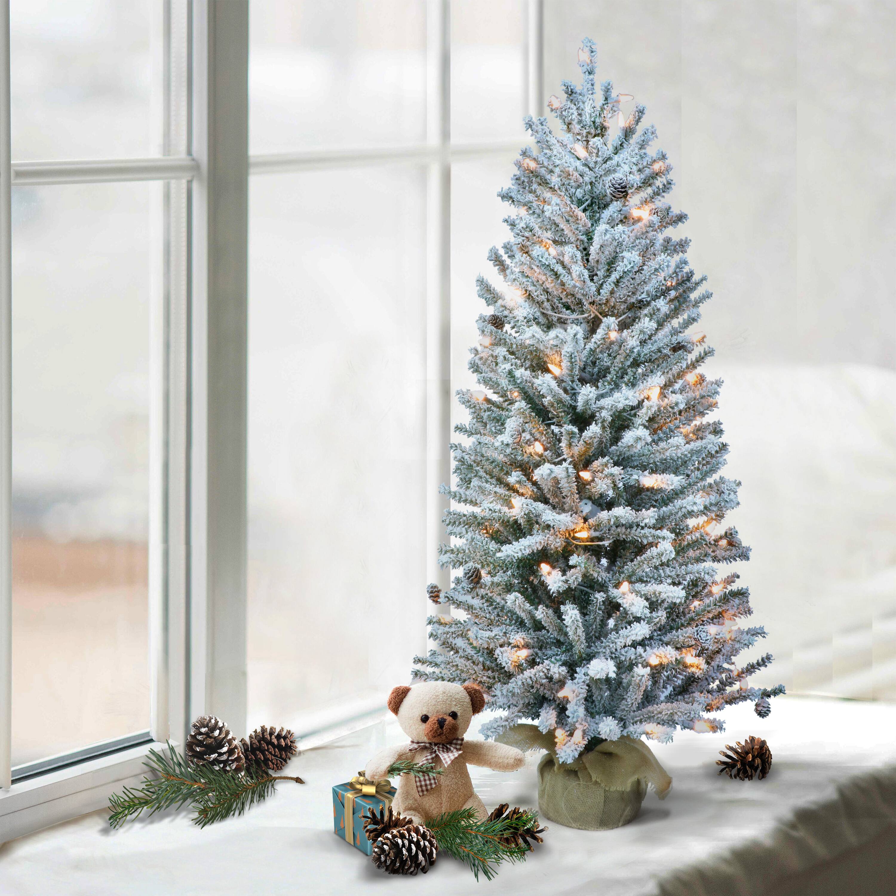 ft. Pre-Lit Flocked Fir Artificial Christmas Tree