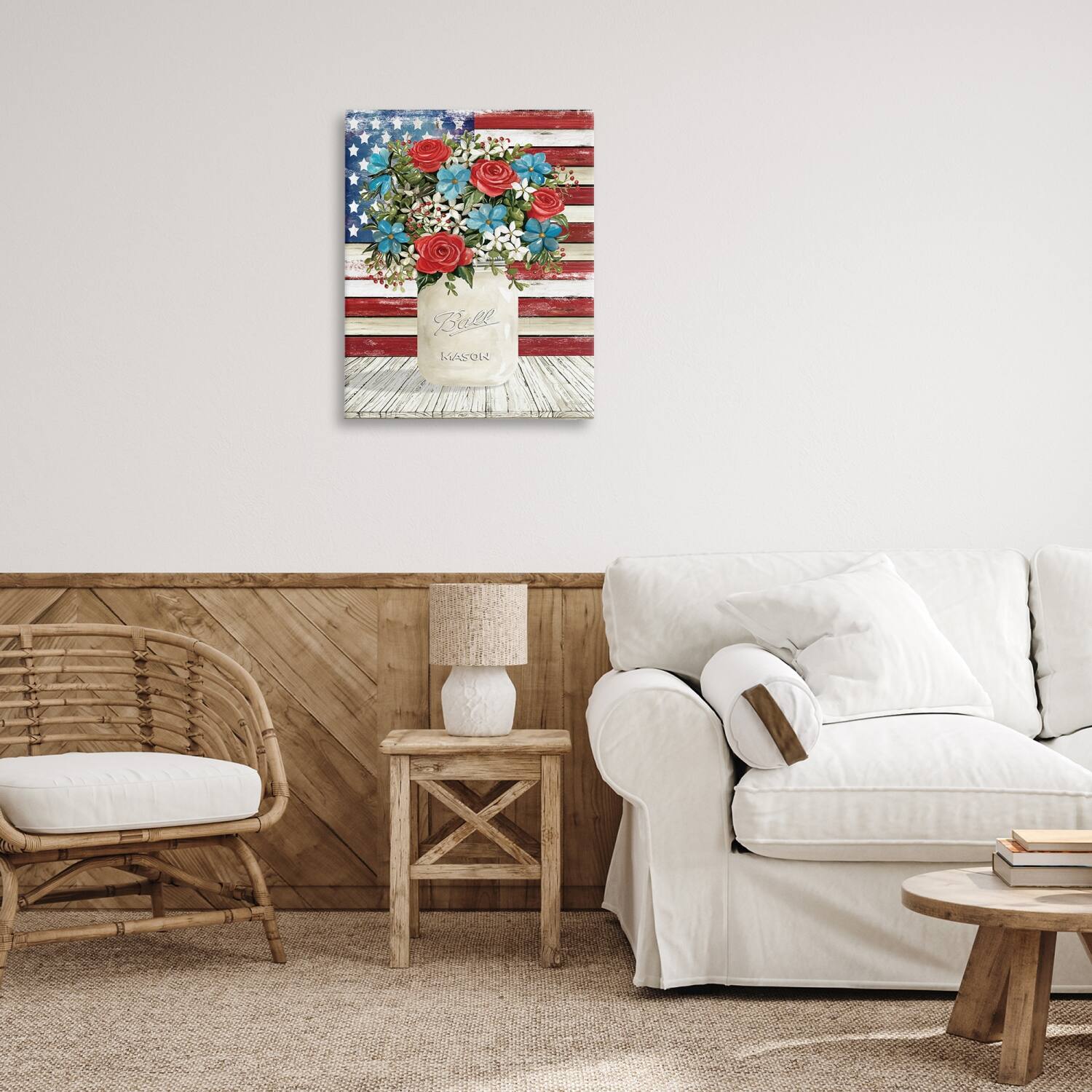 Stupell Industries Americana Flag Festive Bouquet Canvas Wall Art