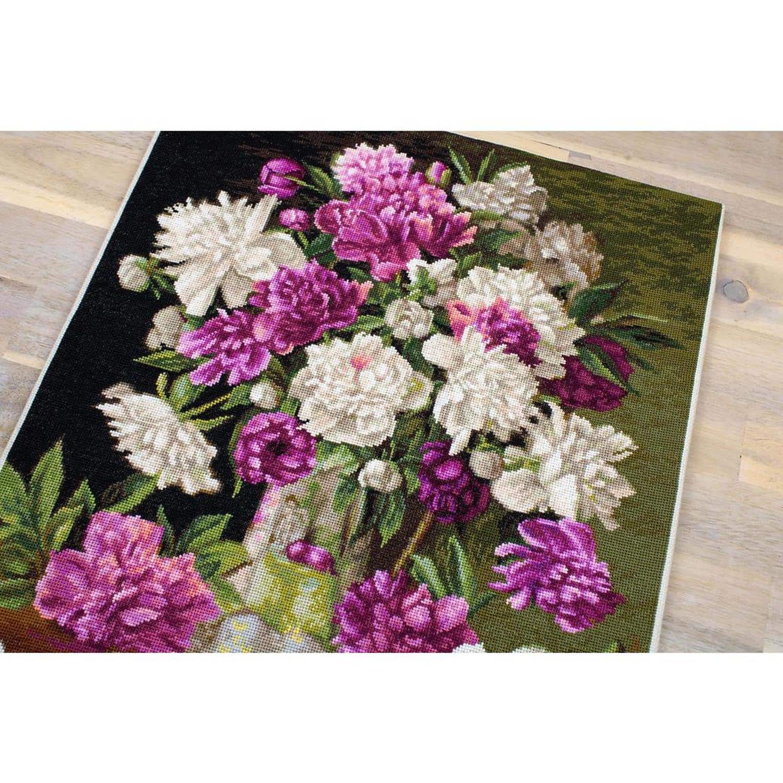 Luca-s Red And White Peonies Counted Cross Stitch Kit