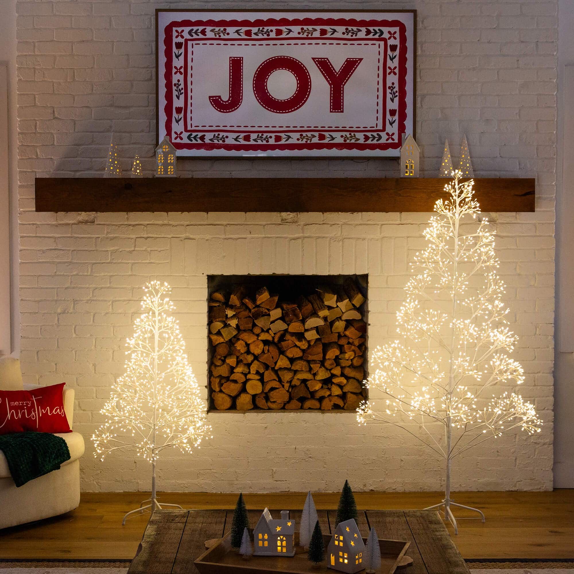 6ft. Pre-Lit Artificial White Starburst Tree, Fairy Warm White LED Lights