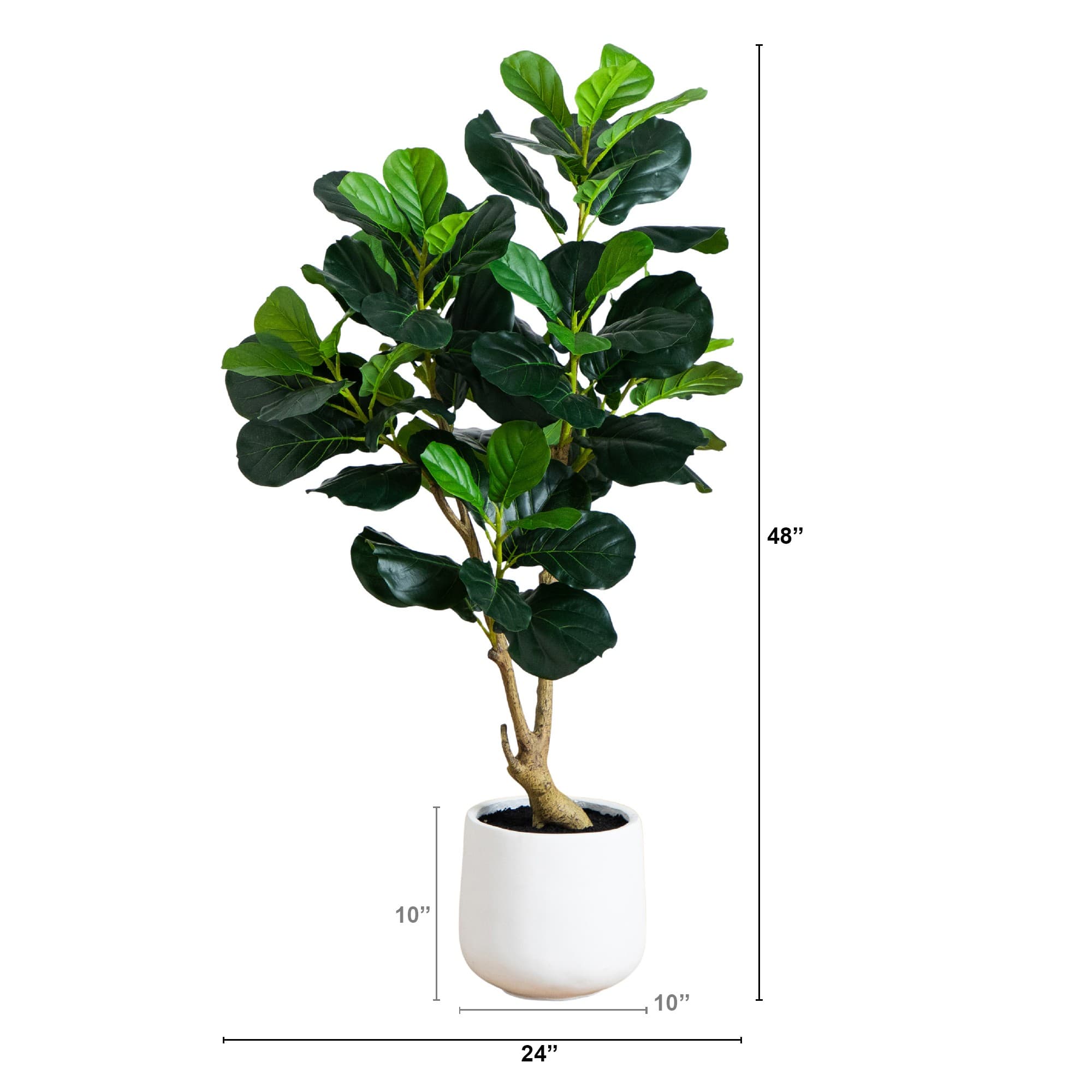 4ft. Artificial Lush Fiddle Leaf Tree in Decorative White Planter