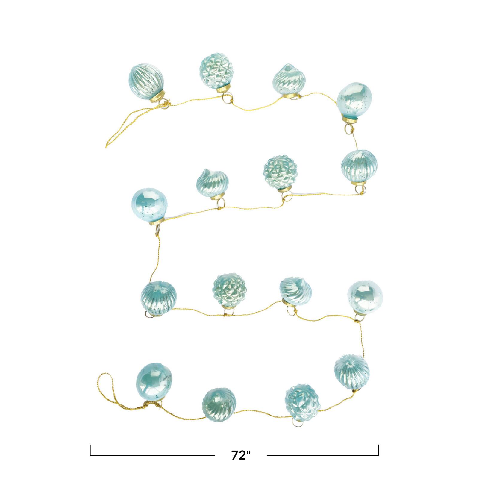 Hello Honey® 6ft. Mint Green Embossed Mercury Glass Ornament Garland