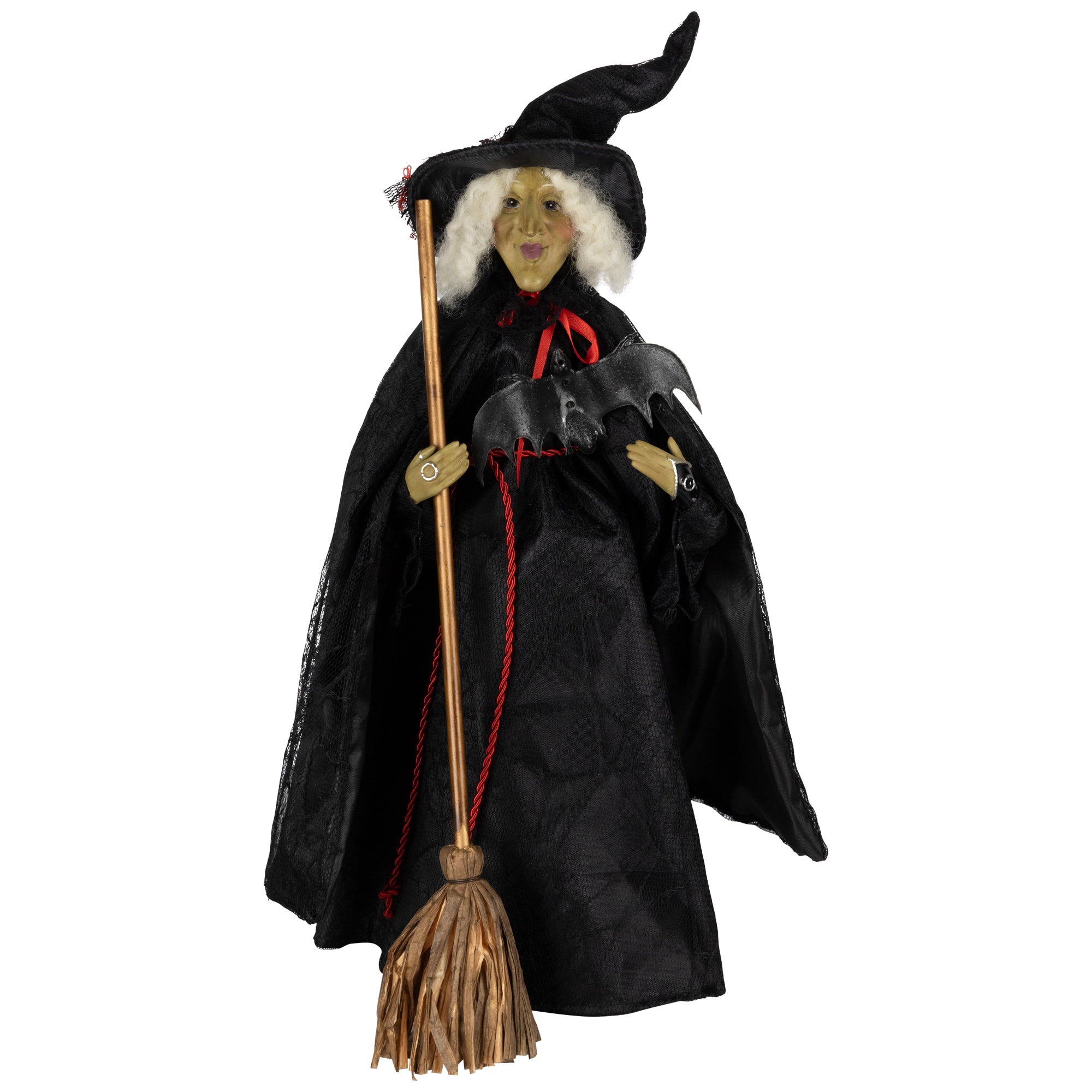 Northlight 20" Dark Witch with Bat & Broom Halloween Figurine in Black | Michaels®