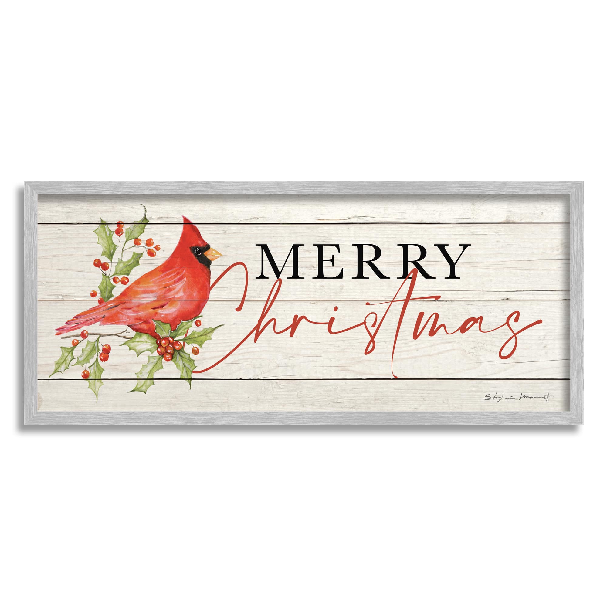 Stupell Industries Merry Christmas Cardinal Framed Giclée Art