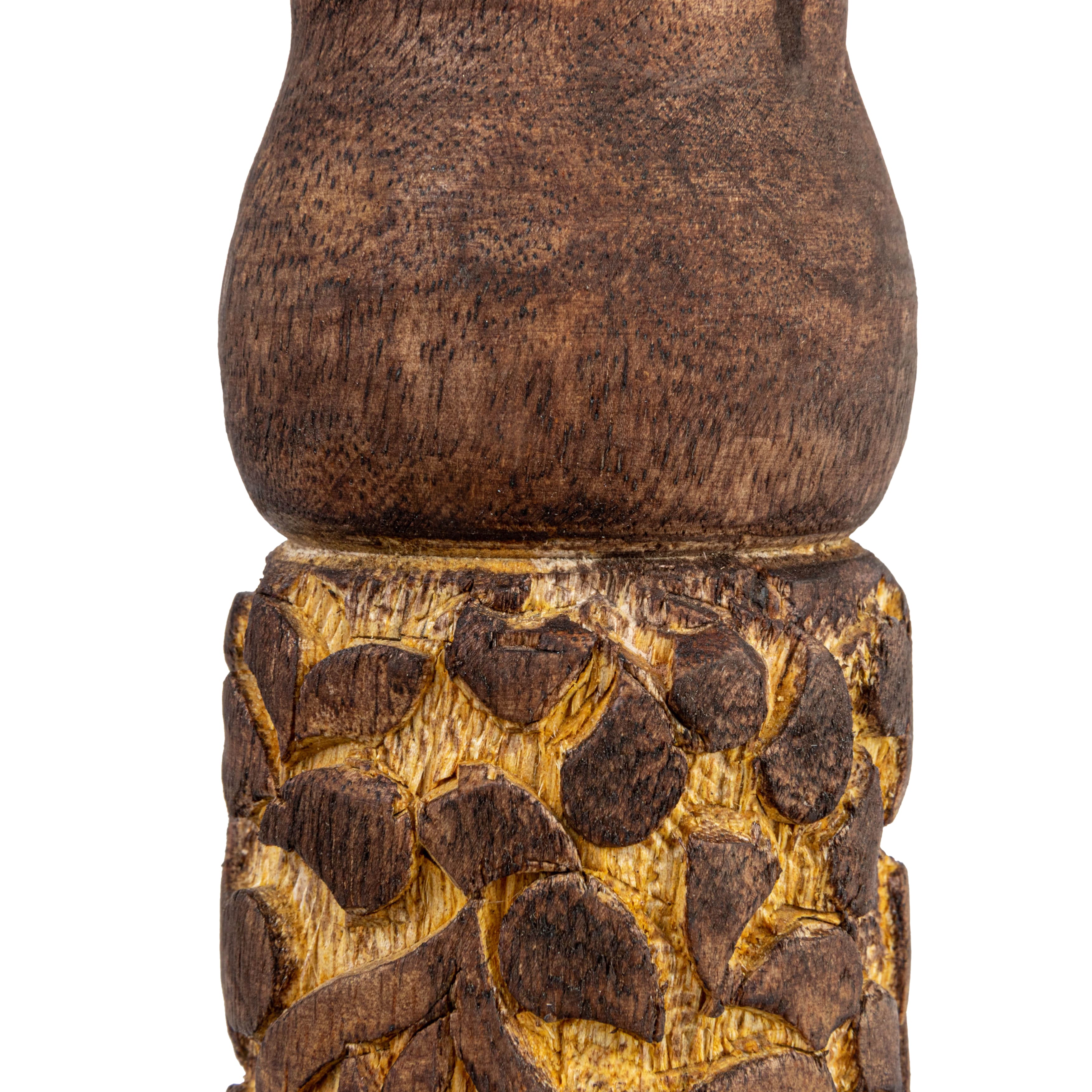 Hello Honey® 5" Natural Carved Wood Candle Holder