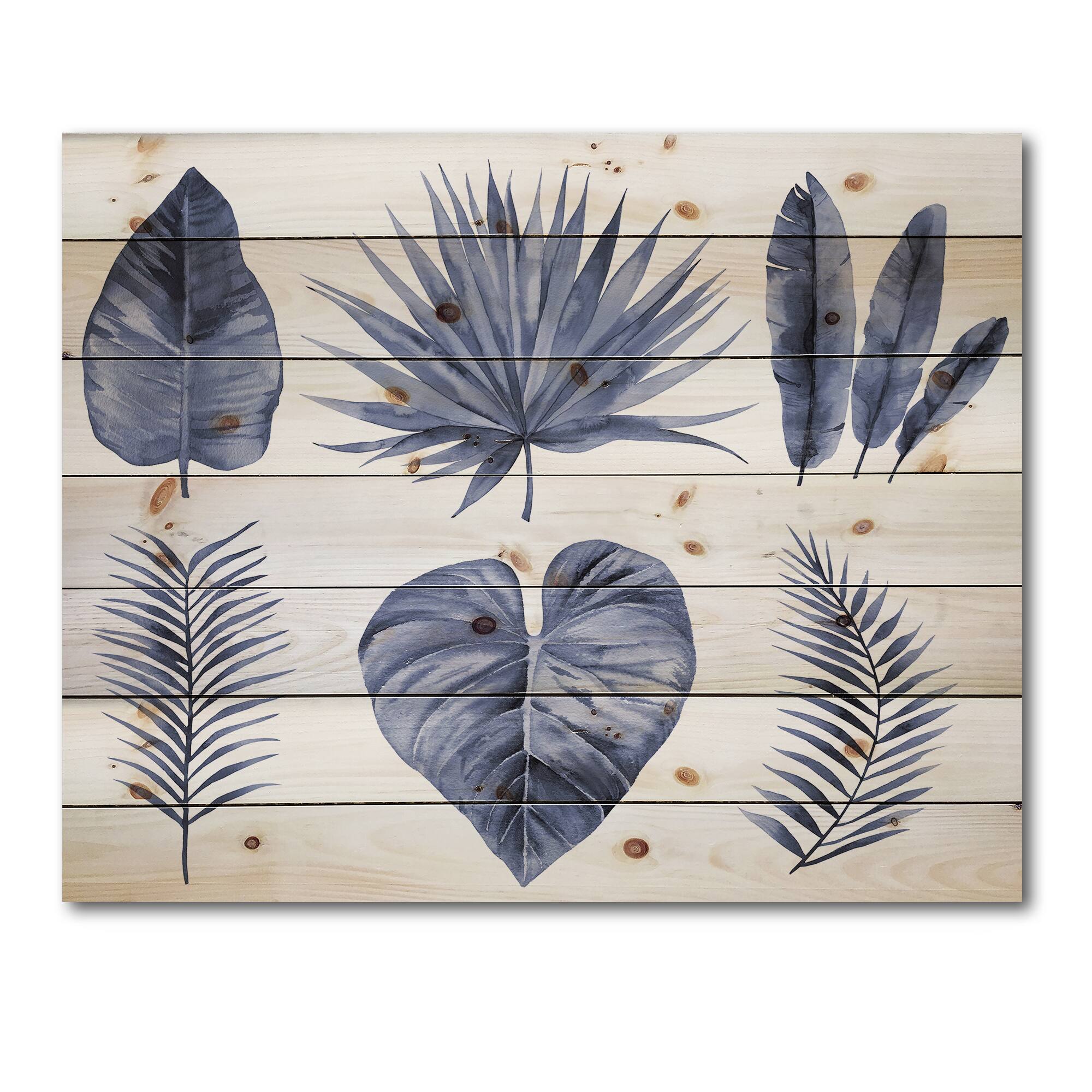 Designart - Tropical Blue Watercolour Leaves IV