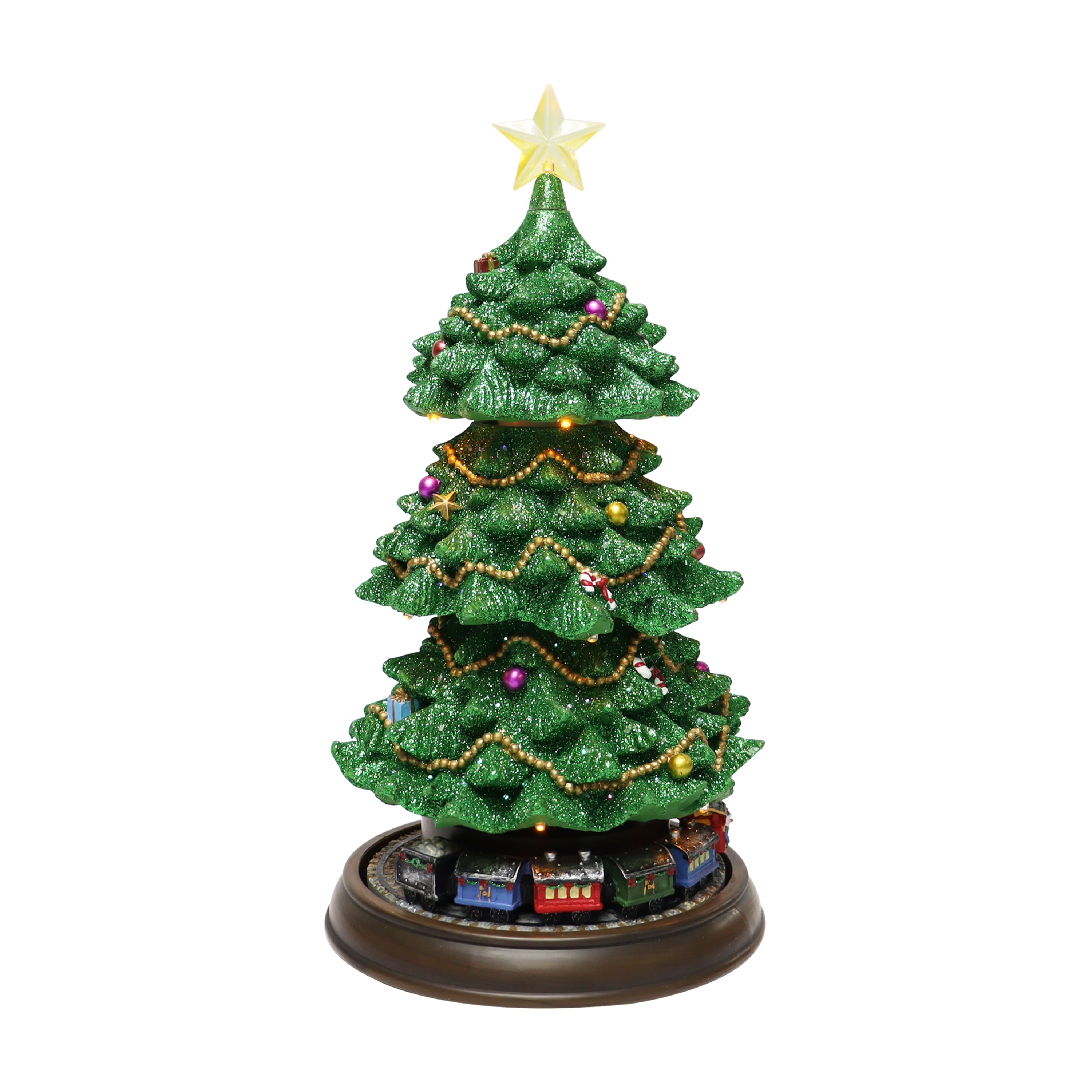 Moments in Time 8.27" Animated & Musical 3-Tiered Christmas Tree Tabletop Décor