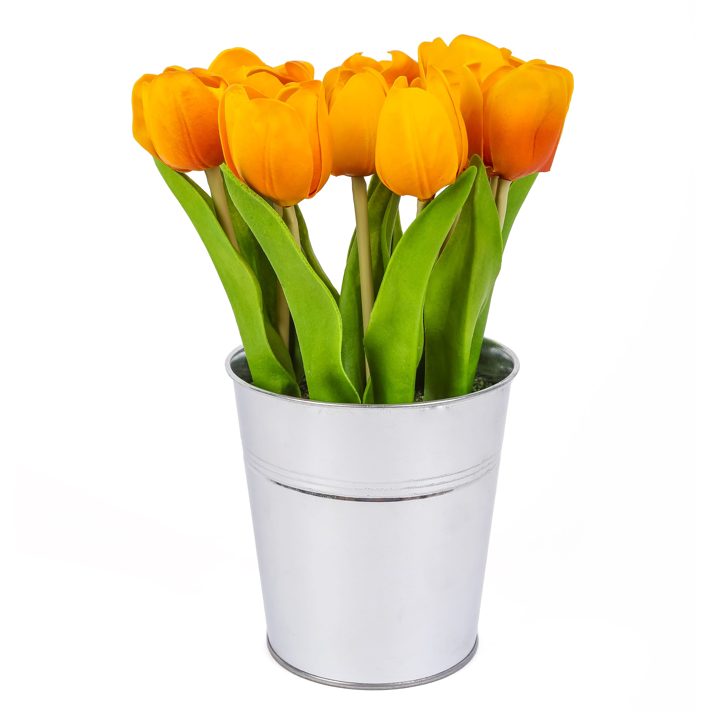 9" Tulip Bouquet in Metal Pot