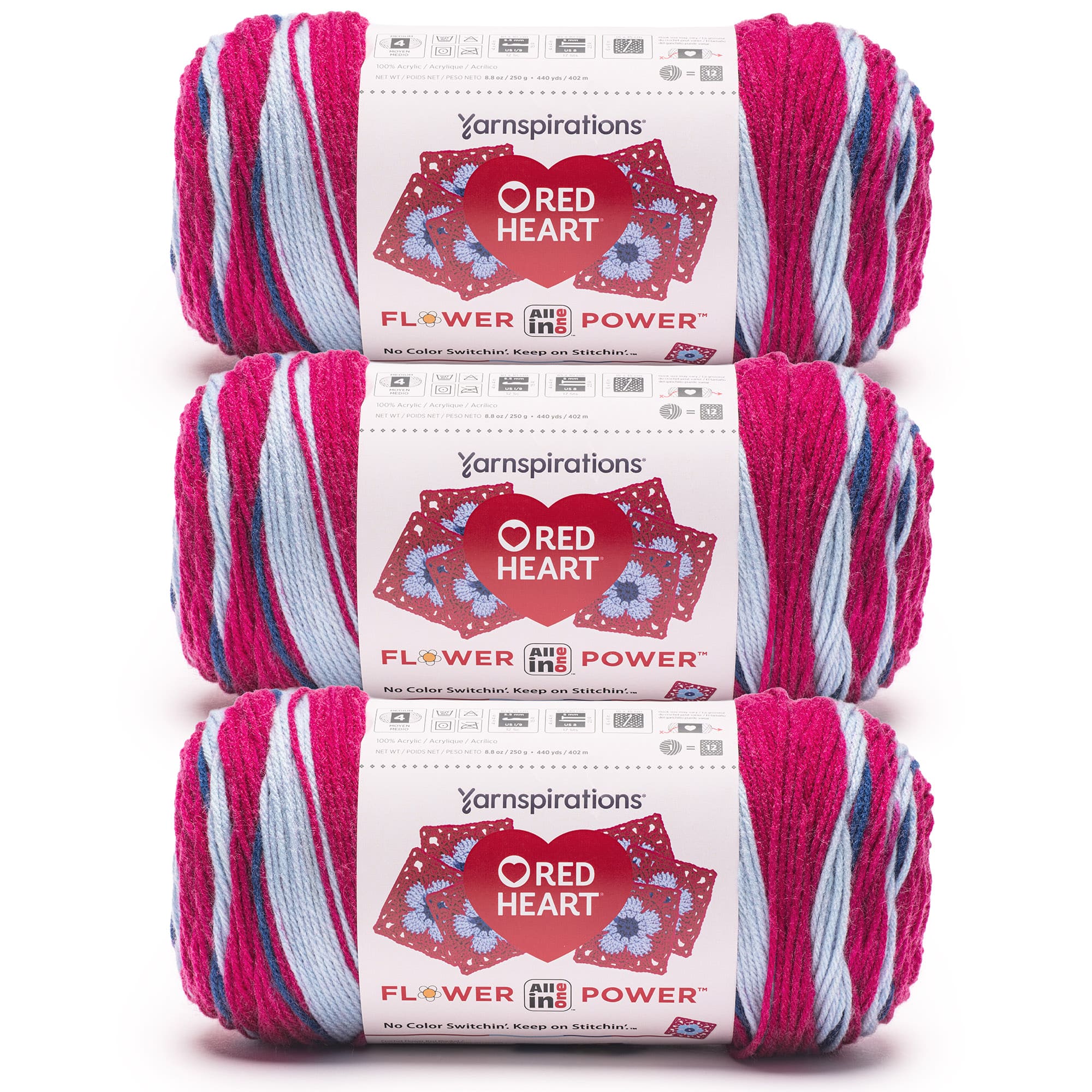 3 Pack Red Heart® All In One Flower Power™ Yarn