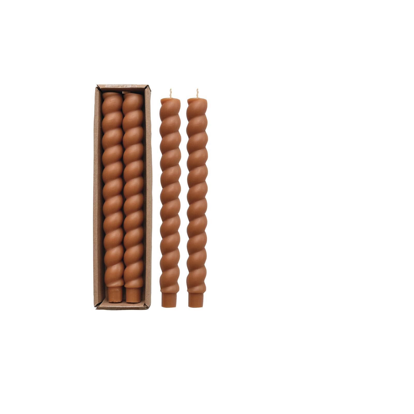 Hello Honey® 10" Camel Brown Unscented Twisted Taper Candles, 2ct.