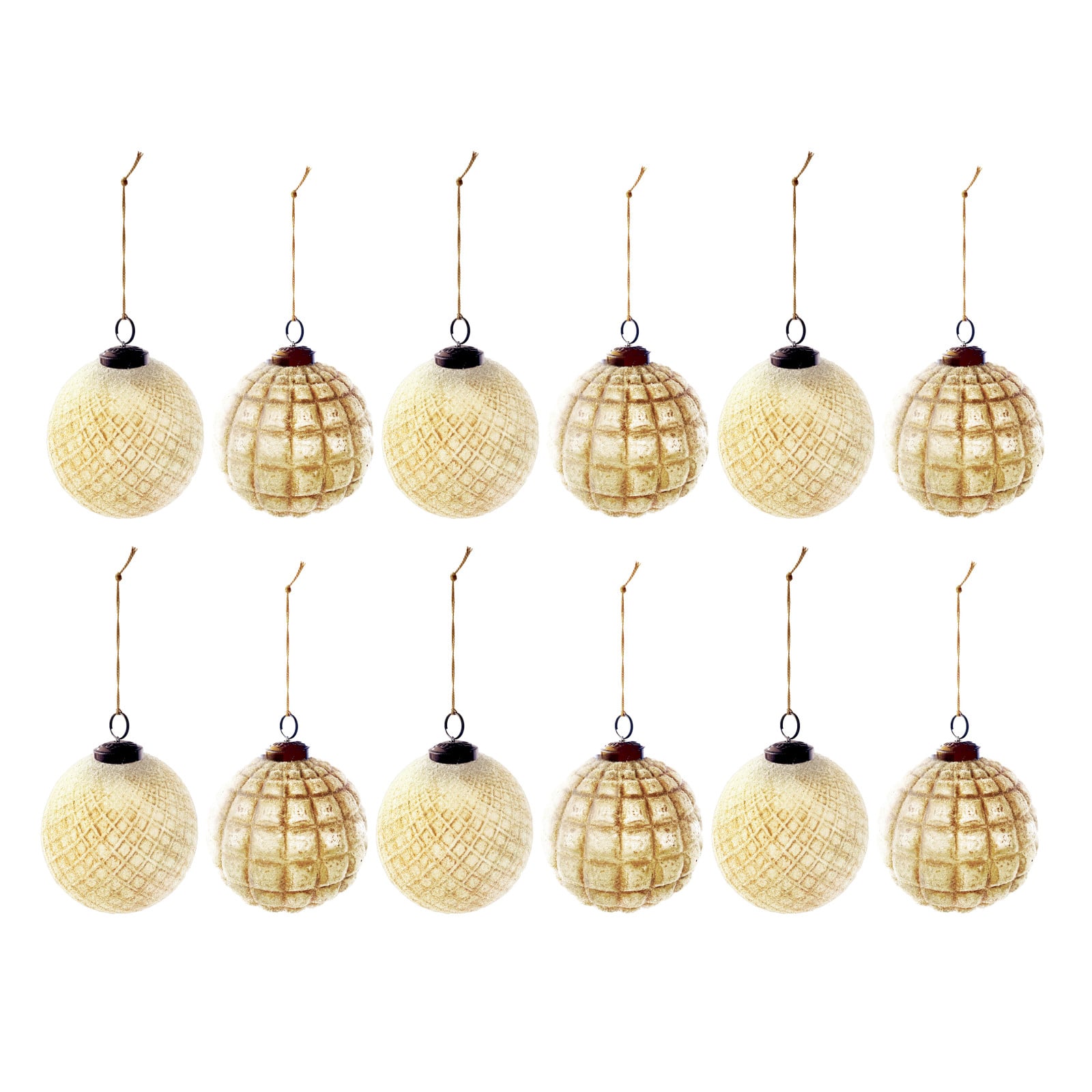 Hello Honey® 4" Embossed Glass Ball Ornament Set with Frosted Copper Finish