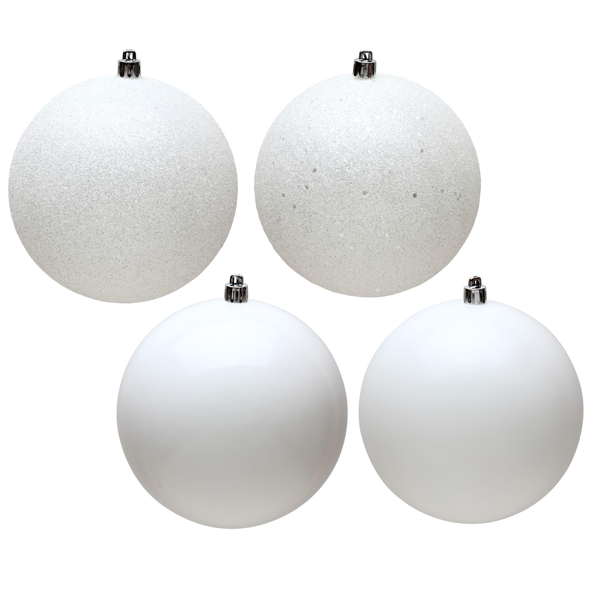 N592011DA 8 in. White 4 Finish Assorted Color Christmas Ornament Ball - 4 per Bag