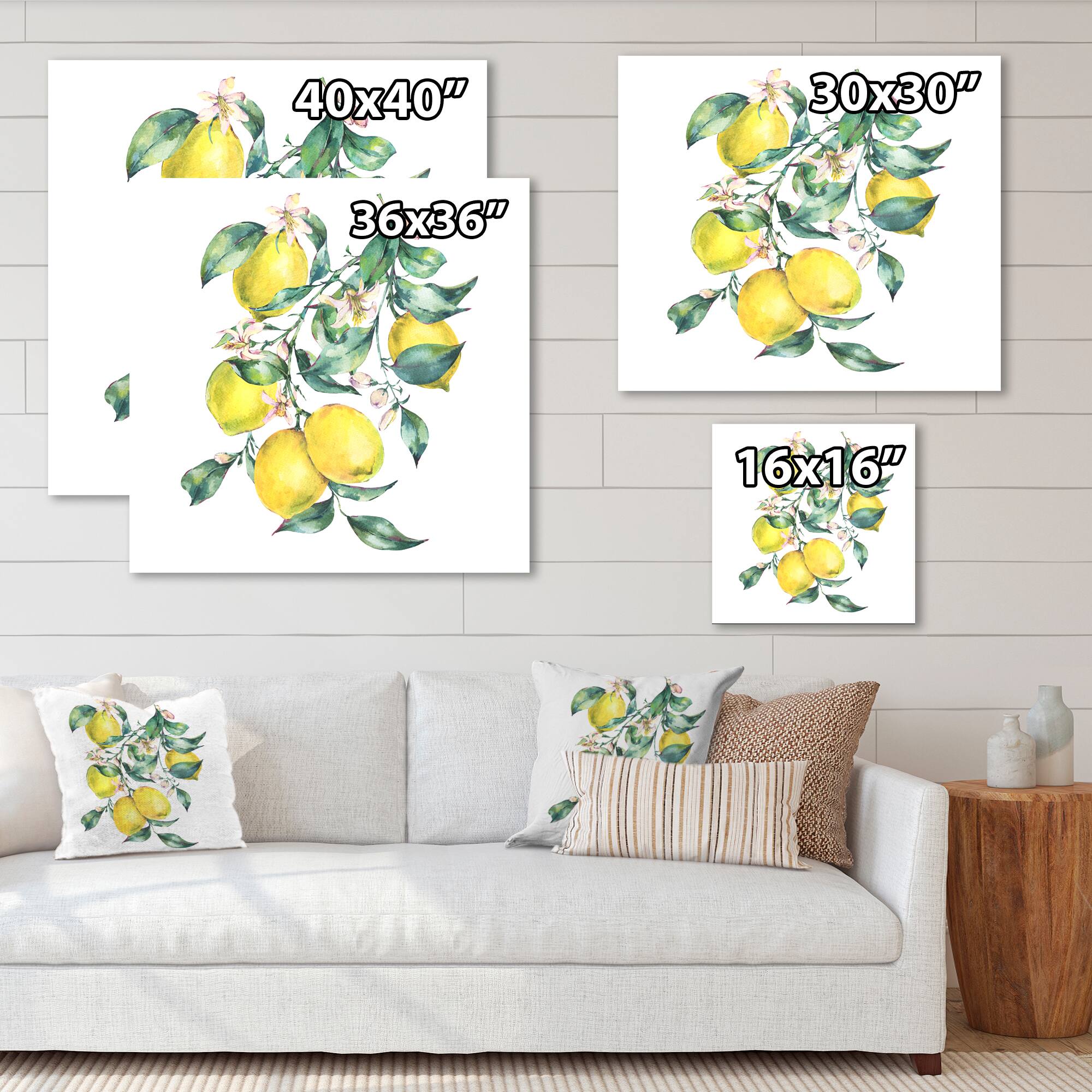 Designart - Branch of Yellow Lemons and Leaves I