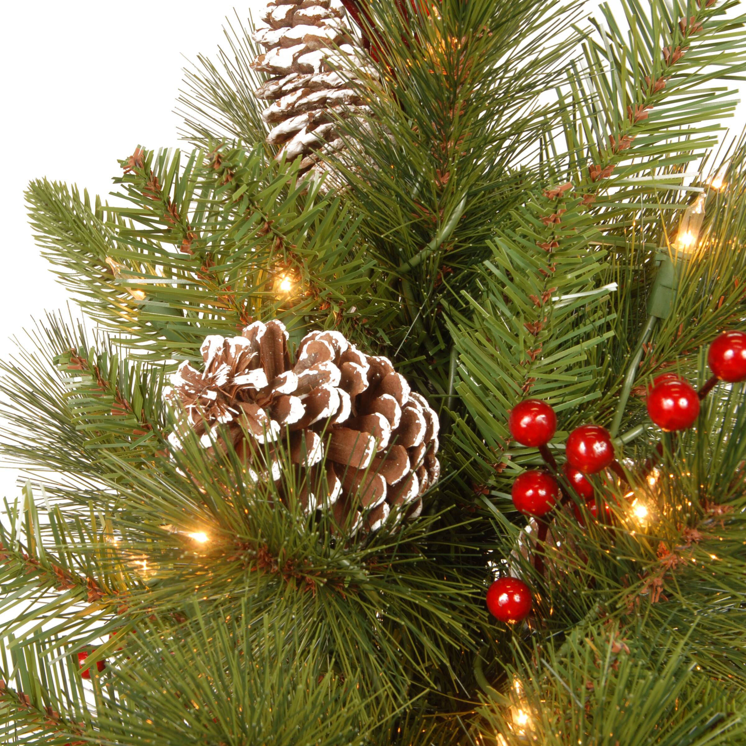 4ft. Pre-Lit Feel Real® Bristle Berry Artificial Entrance Christmas Tree, Clear Lights