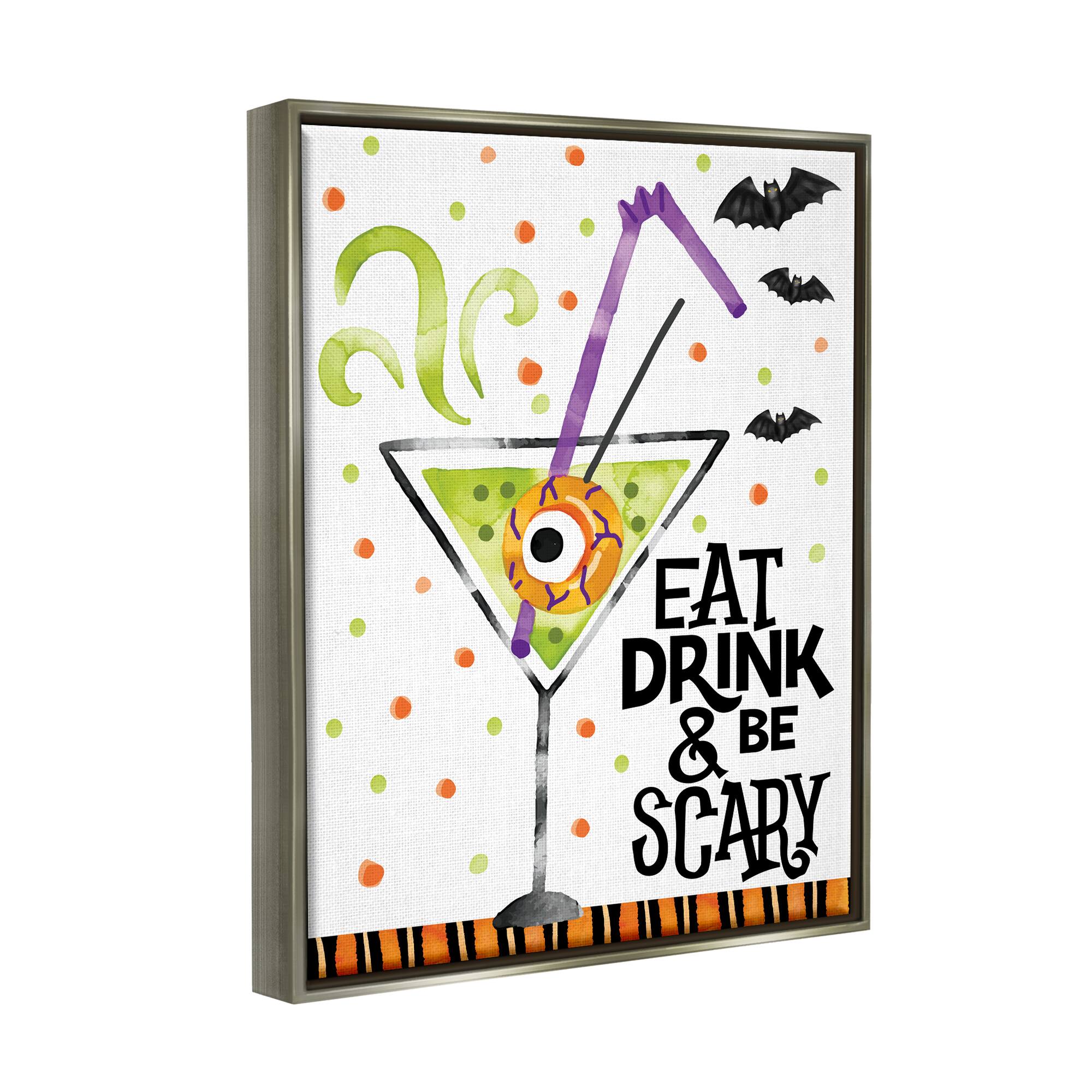 Stupell Industries Eat Drink & Be Scary Halloween Framed Floater Canvas Wall Art