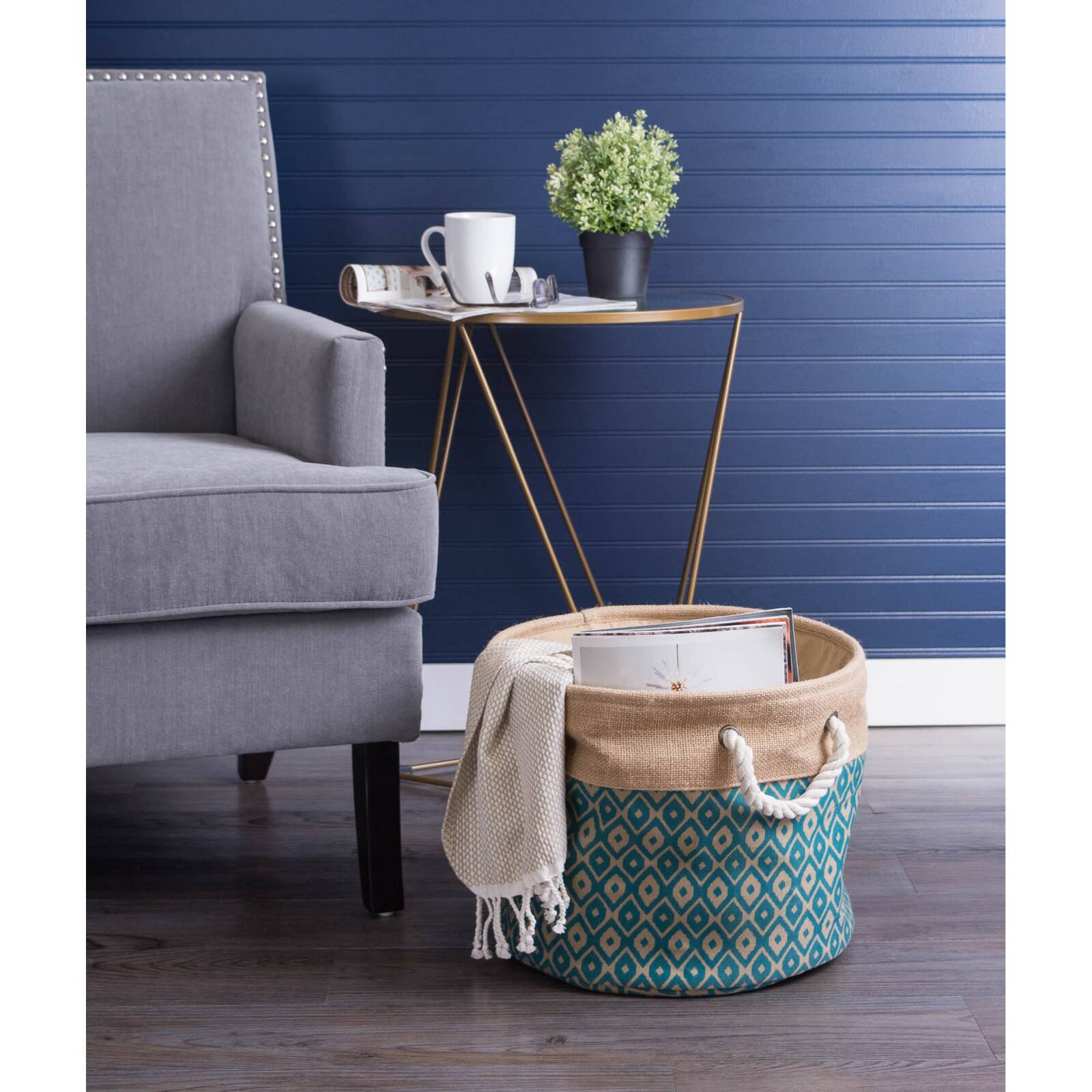 DII® 9" Ikat Round Burlap Bin