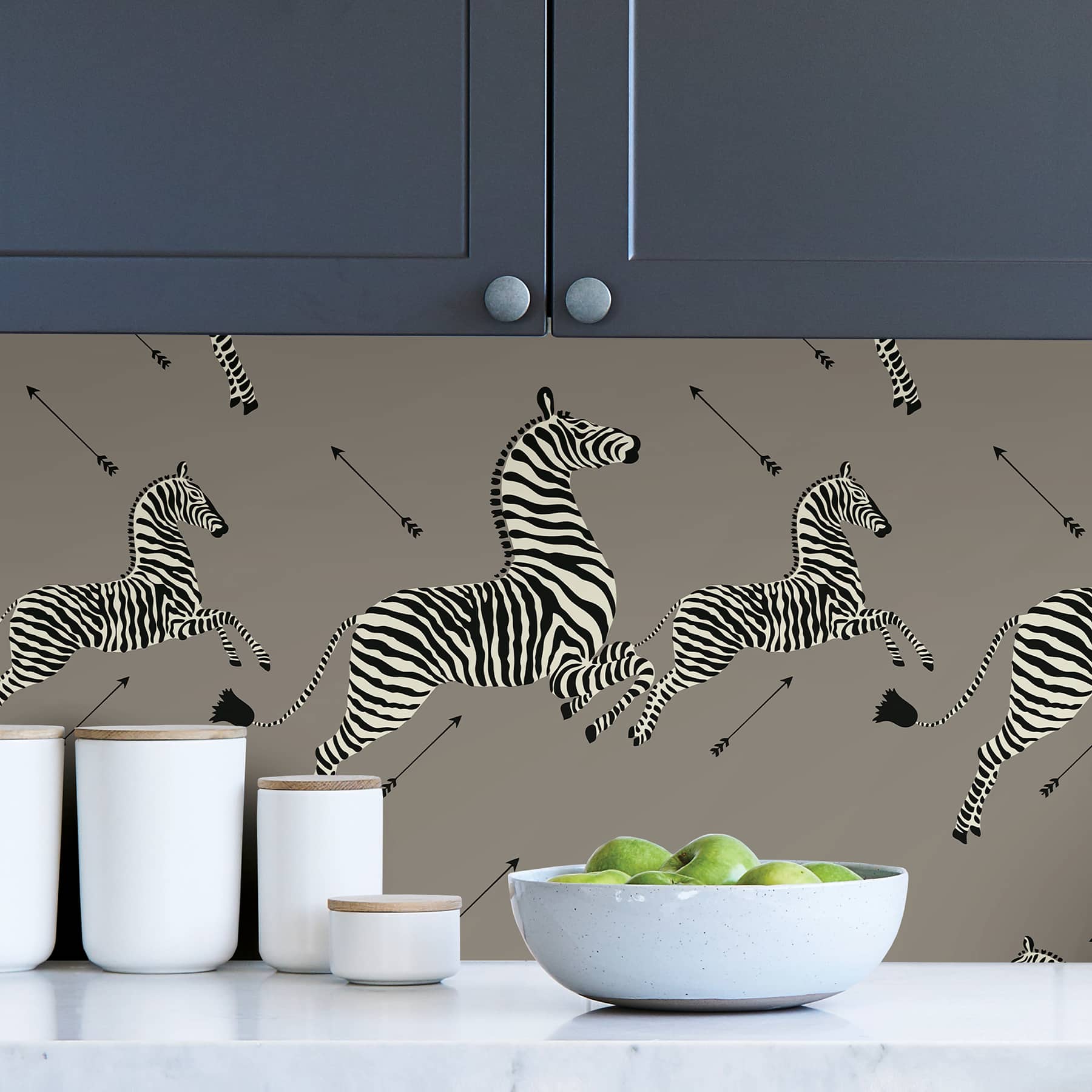 Scalamandre Gray Zebra Safari Peel & Stick Wallpaper