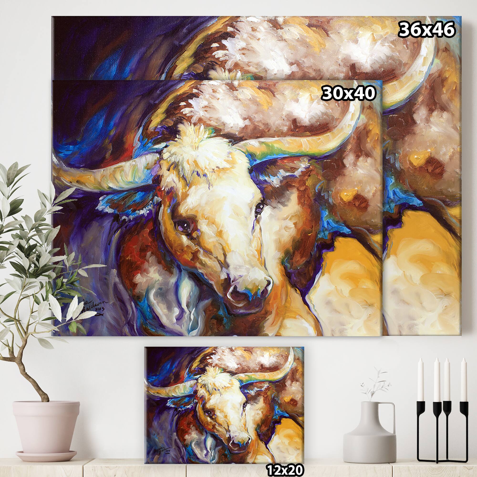Designart - Power Longhorn Abstract