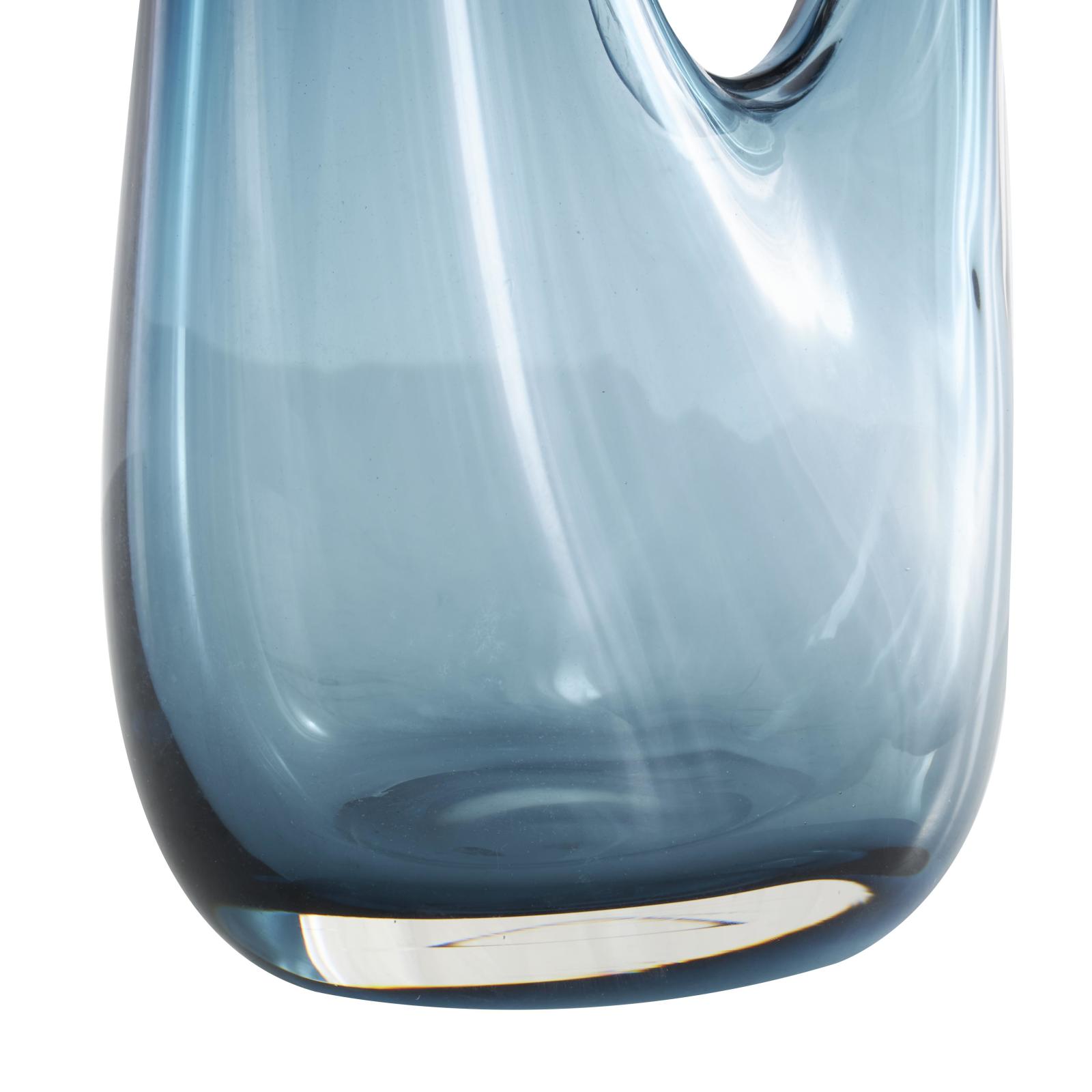 Blue Abstract Glass Vase with Cutout Handle & Elongated Opening