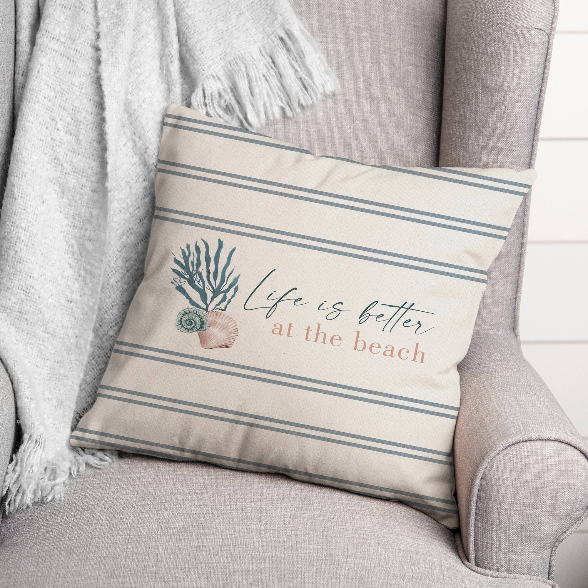 Life Is Better At The Beach Snail & Shell Throw Pillow