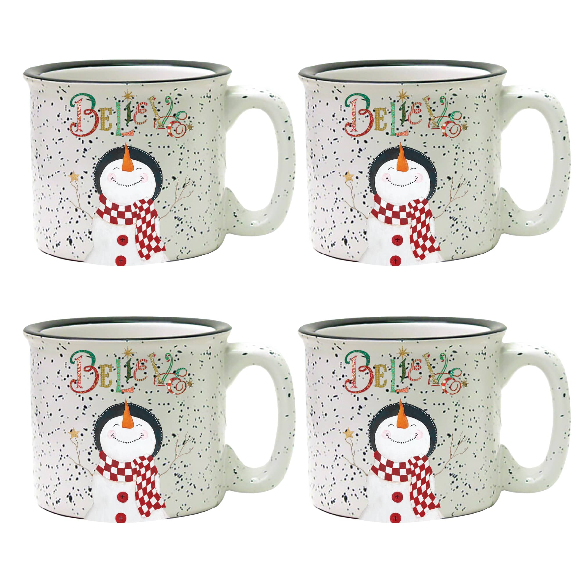 Courtside Market® 15oz. Snowman Believe Artisan Ceramic Mugs, 4ct.