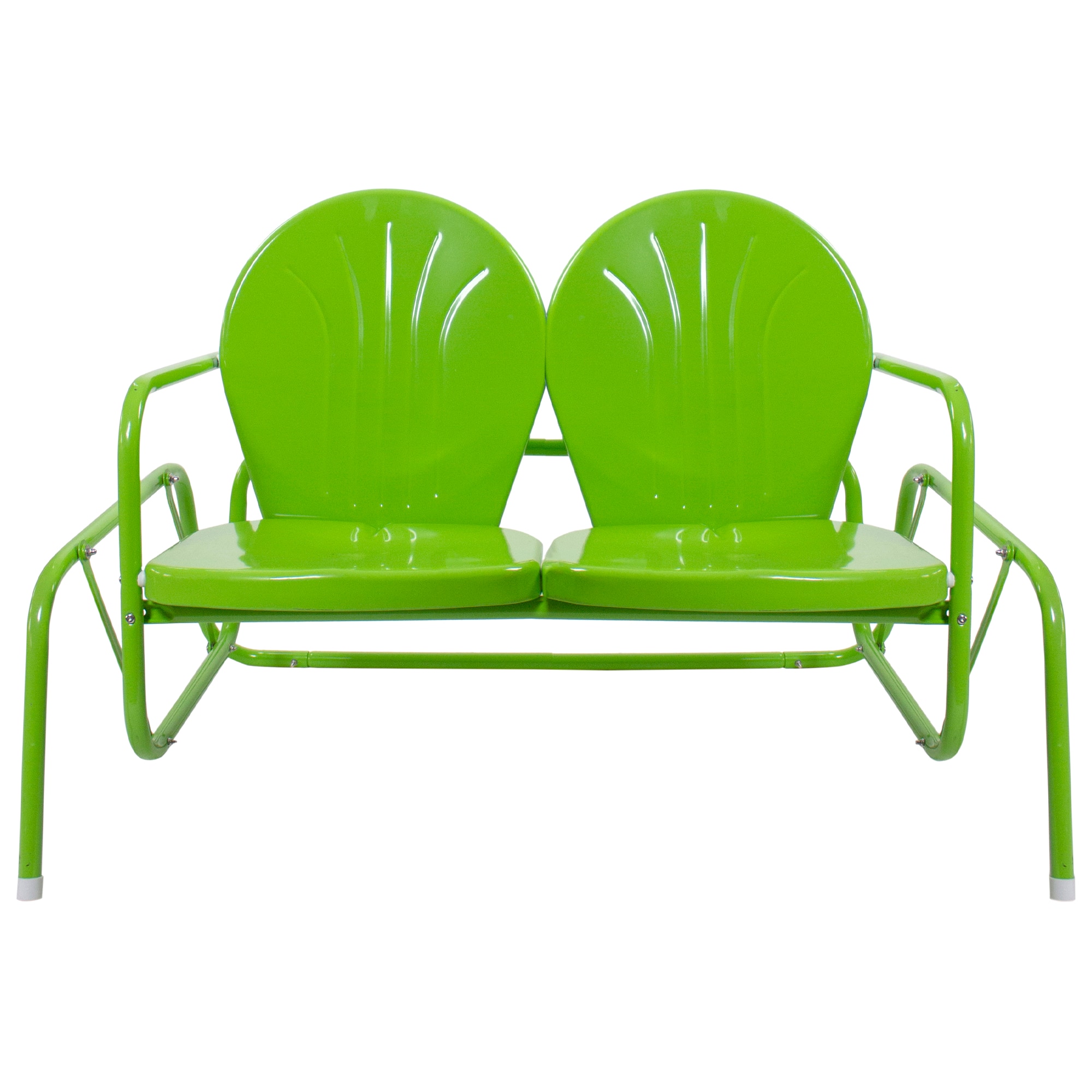 2-Person Outdoor Retro Metal Tulip Double Glider Patio Chair
