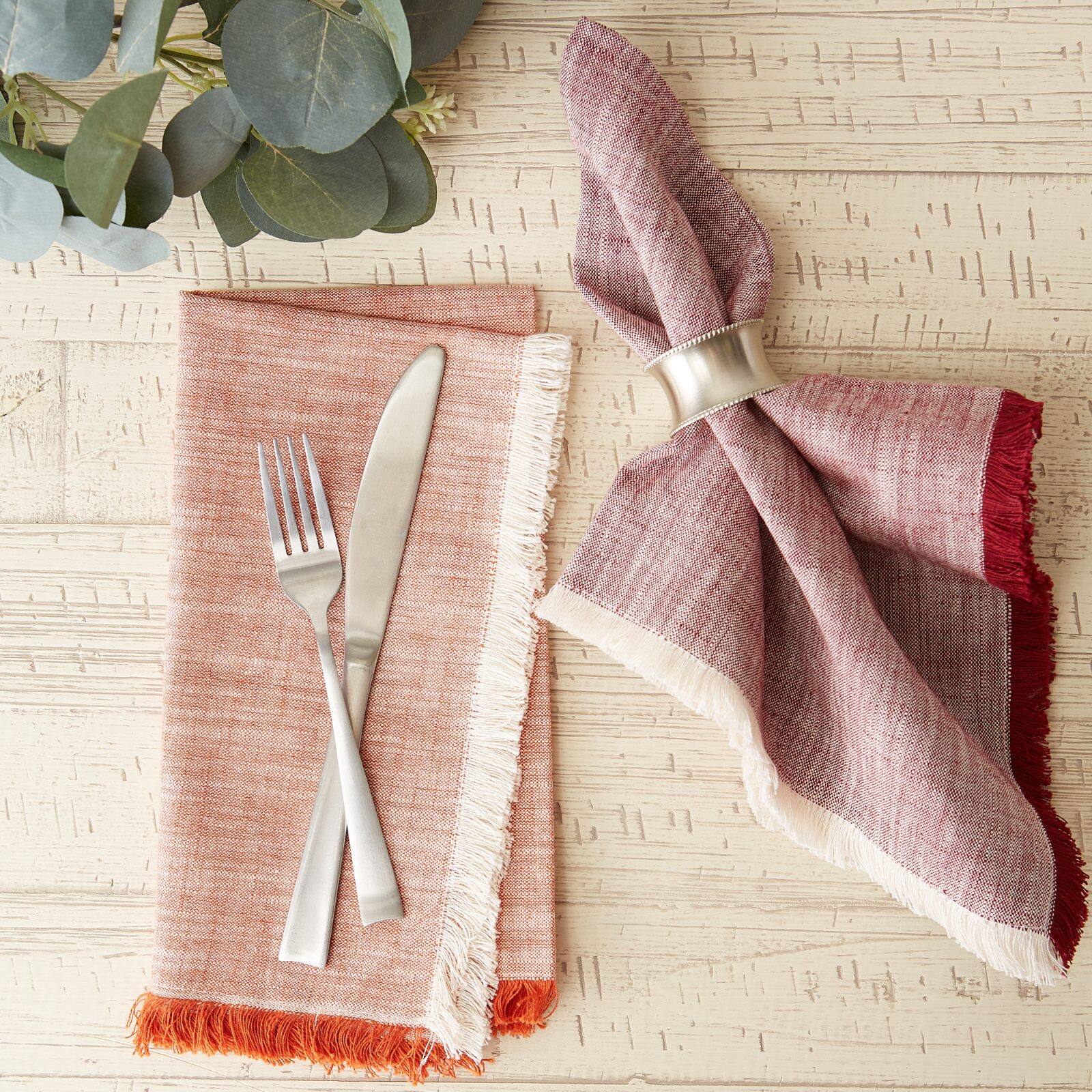 DII® Burnt Orange Tonal Fringe Cloth Dinner Napkins, 6ct.