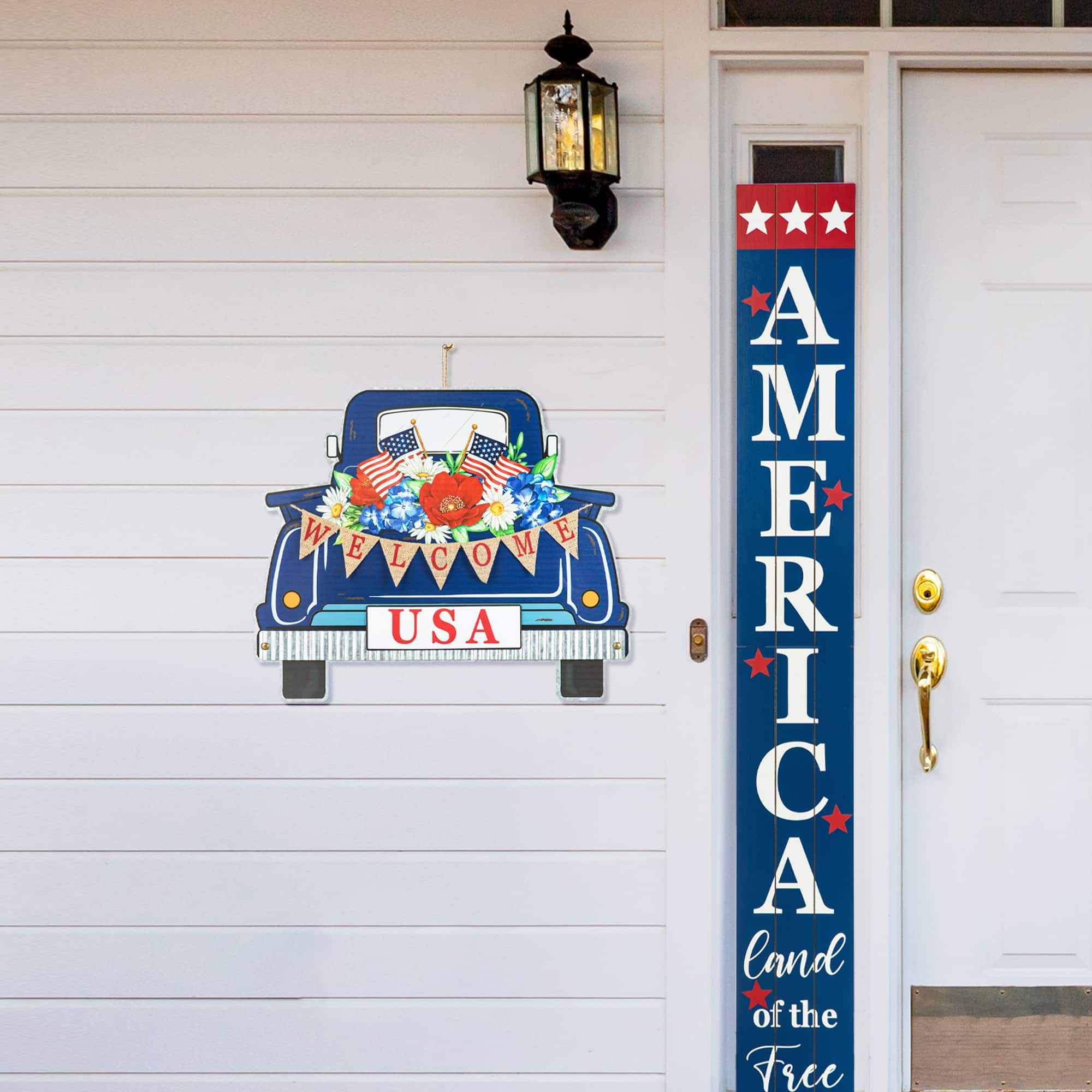 Glitzhome® 26" Patriotic America Metal Truck Yard Stake